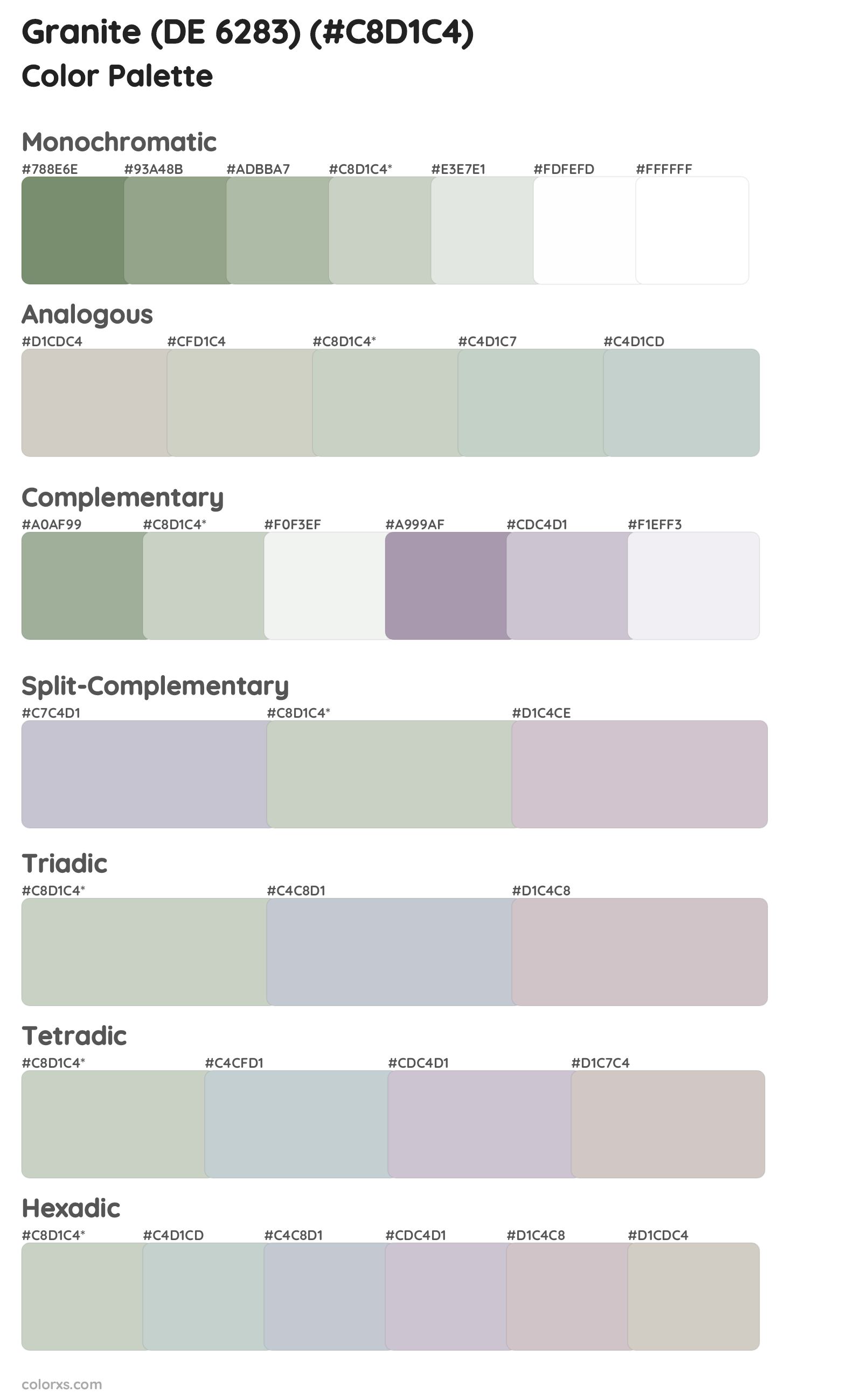 Granite (DE 6283) Color Scheme Palettes