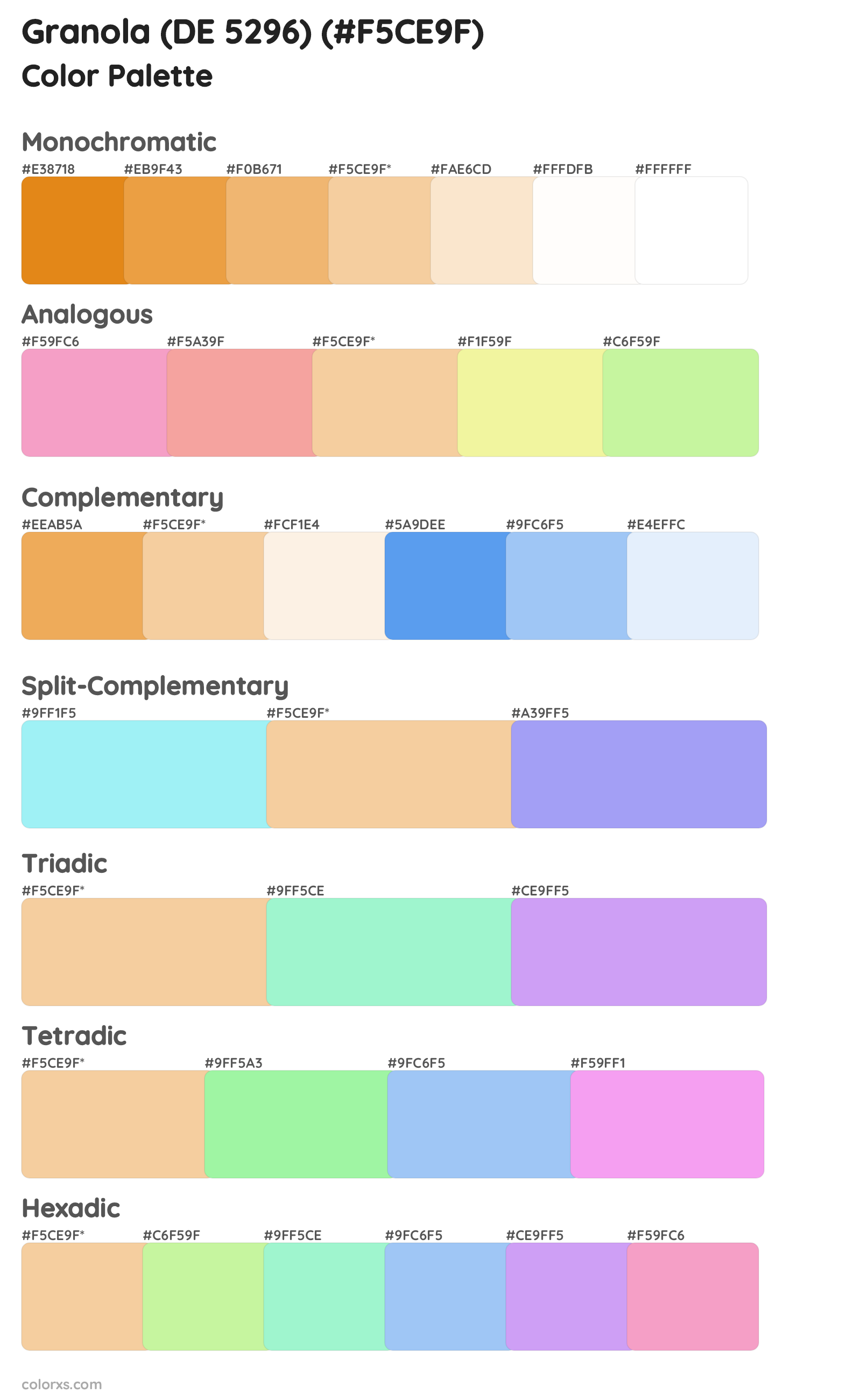 Granola (DE 5296) Color Scheme Palettes