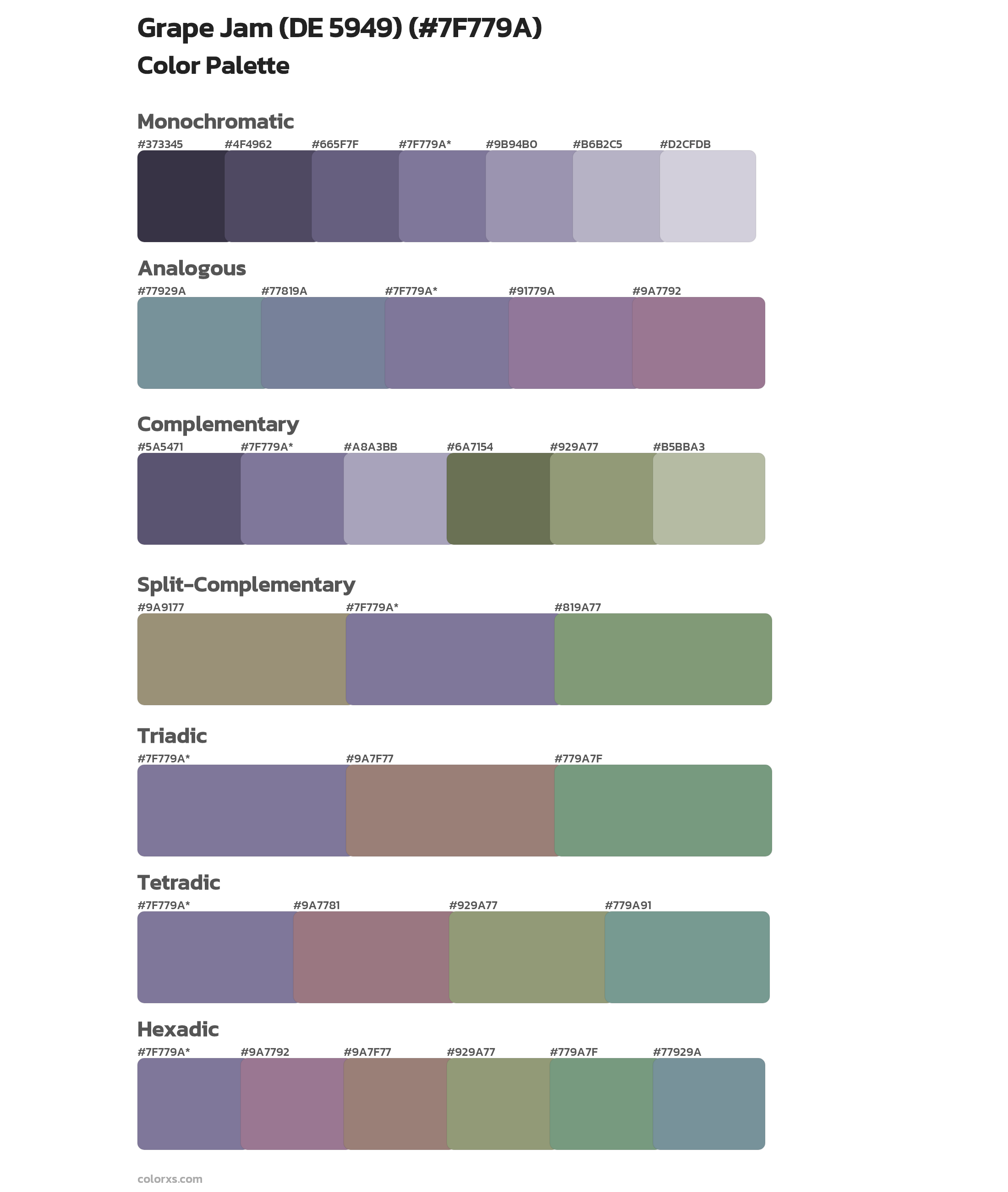 Grape Jam (DE 5949) Color Scheme Palettes