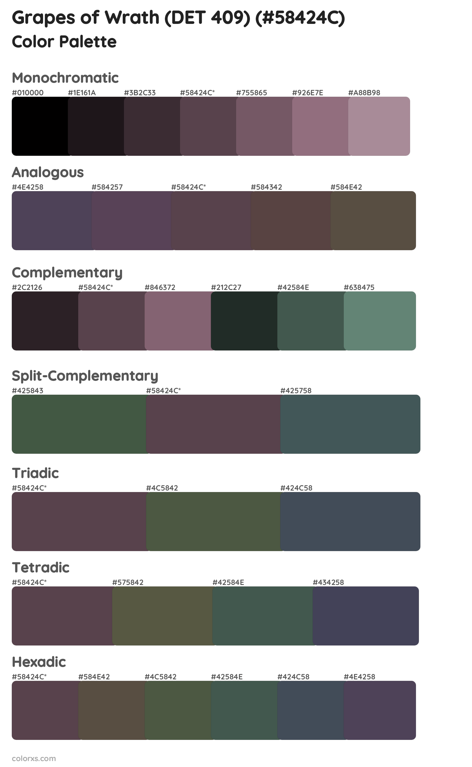 Grapes of Wrath (DET 409) Color Scheme Palettes