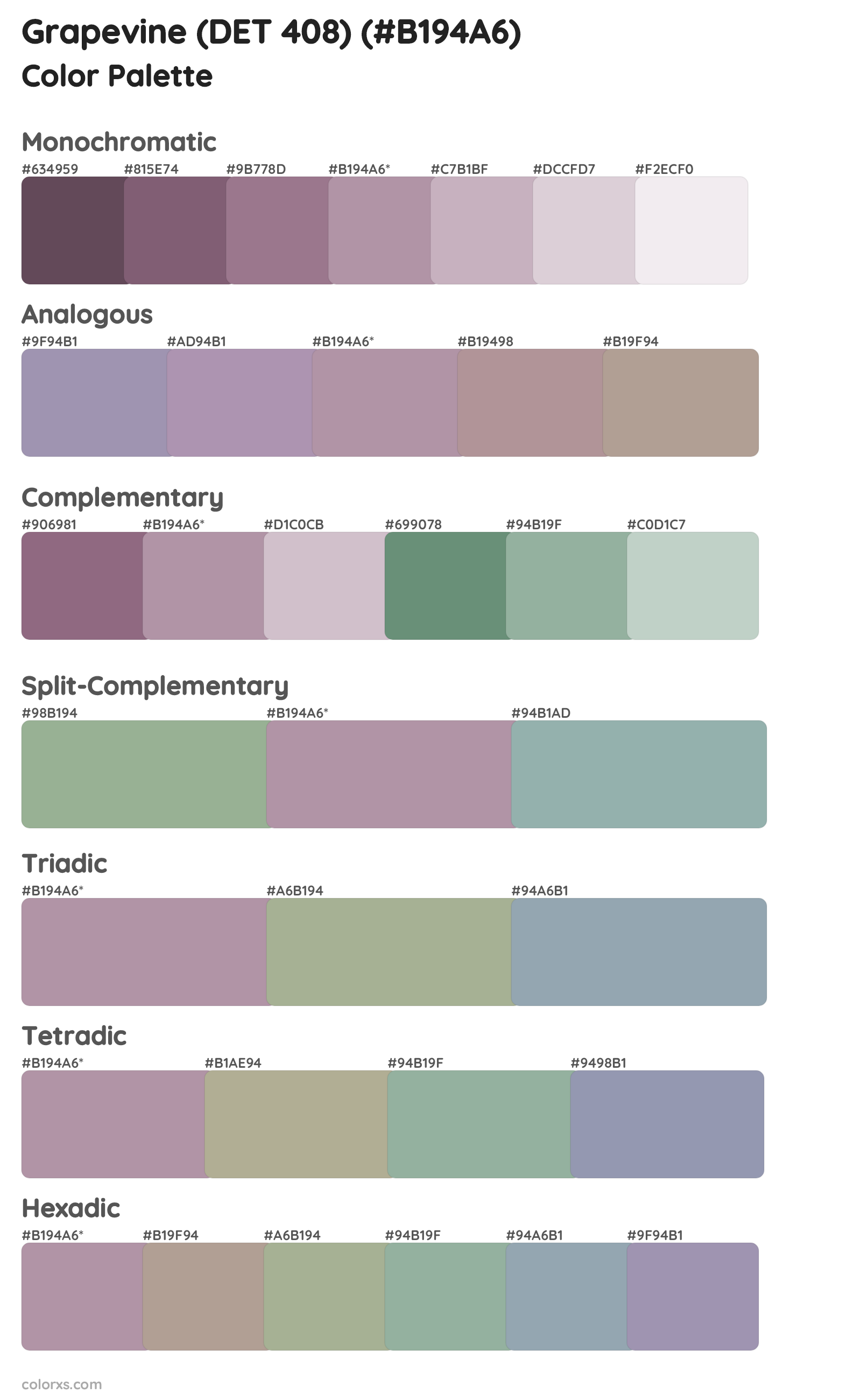 Grapevine (DET 408) Color Scheme Palettes