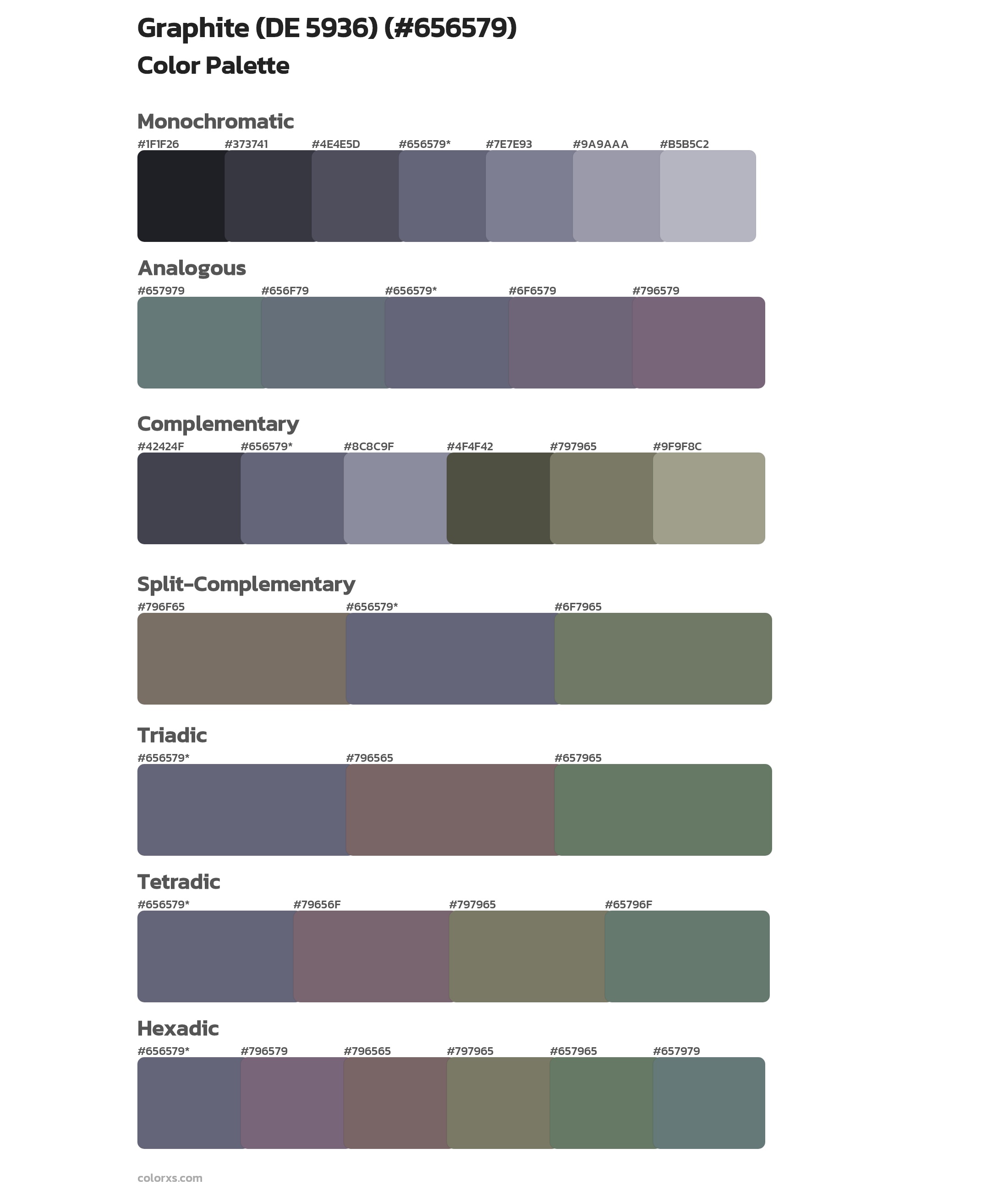 Graphite (DE 5936) Color Scheme Palettes
