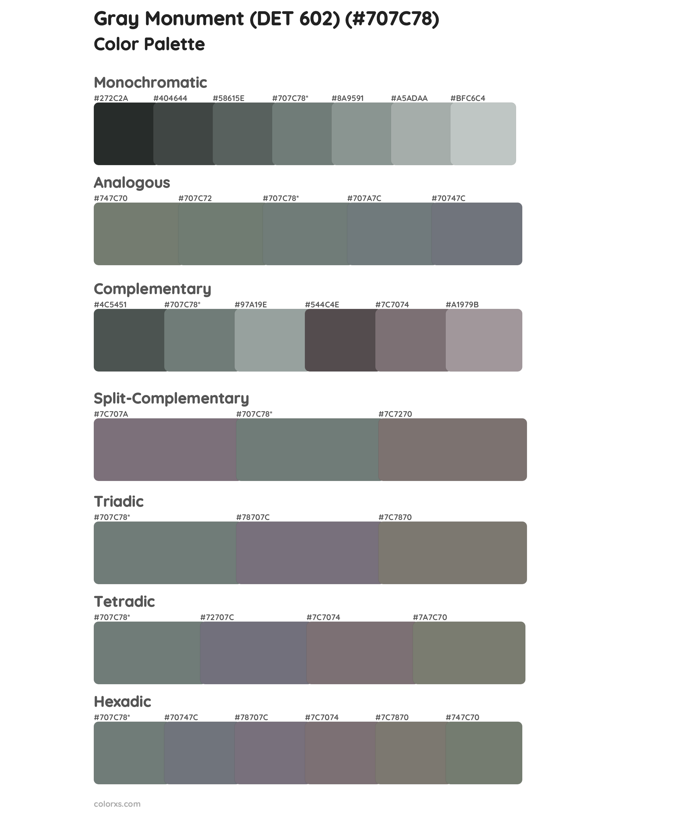 Gray Monument (DET 602) Color Scheme Palettes