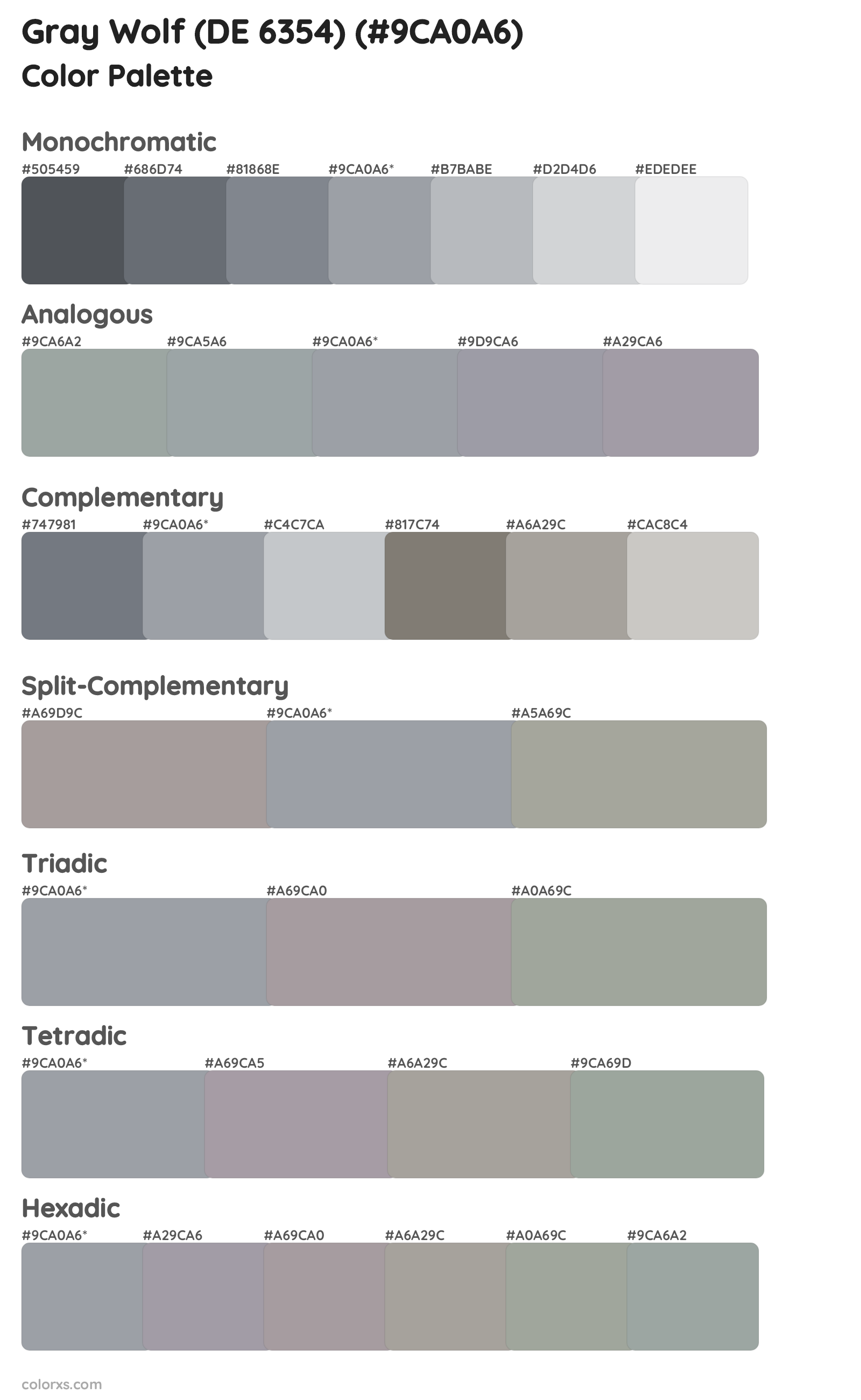 Gray Wolf (DE 6354) Color Scheme Palettes