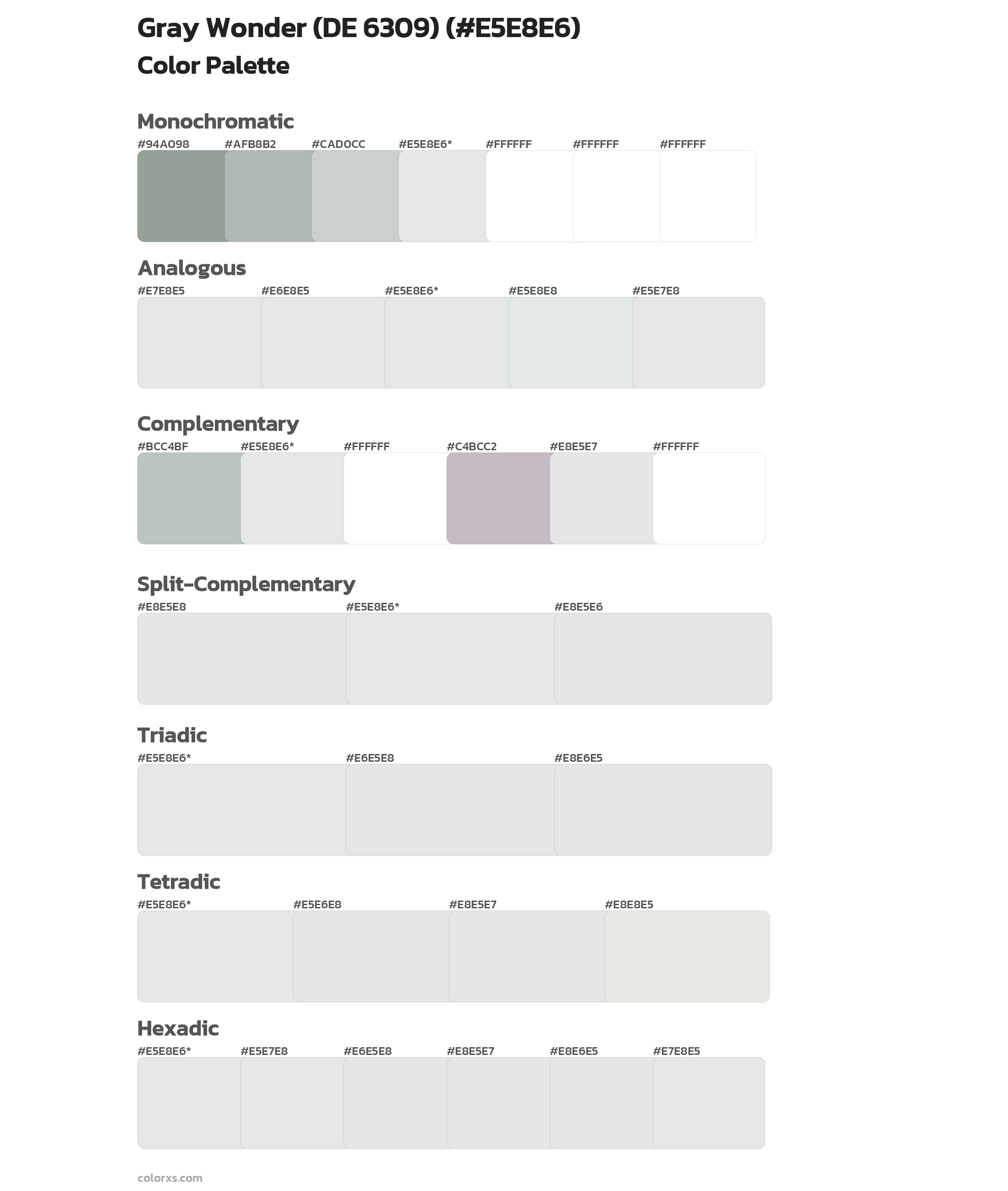 Gray Wonder (DE 6309) Color Scheme Palettes