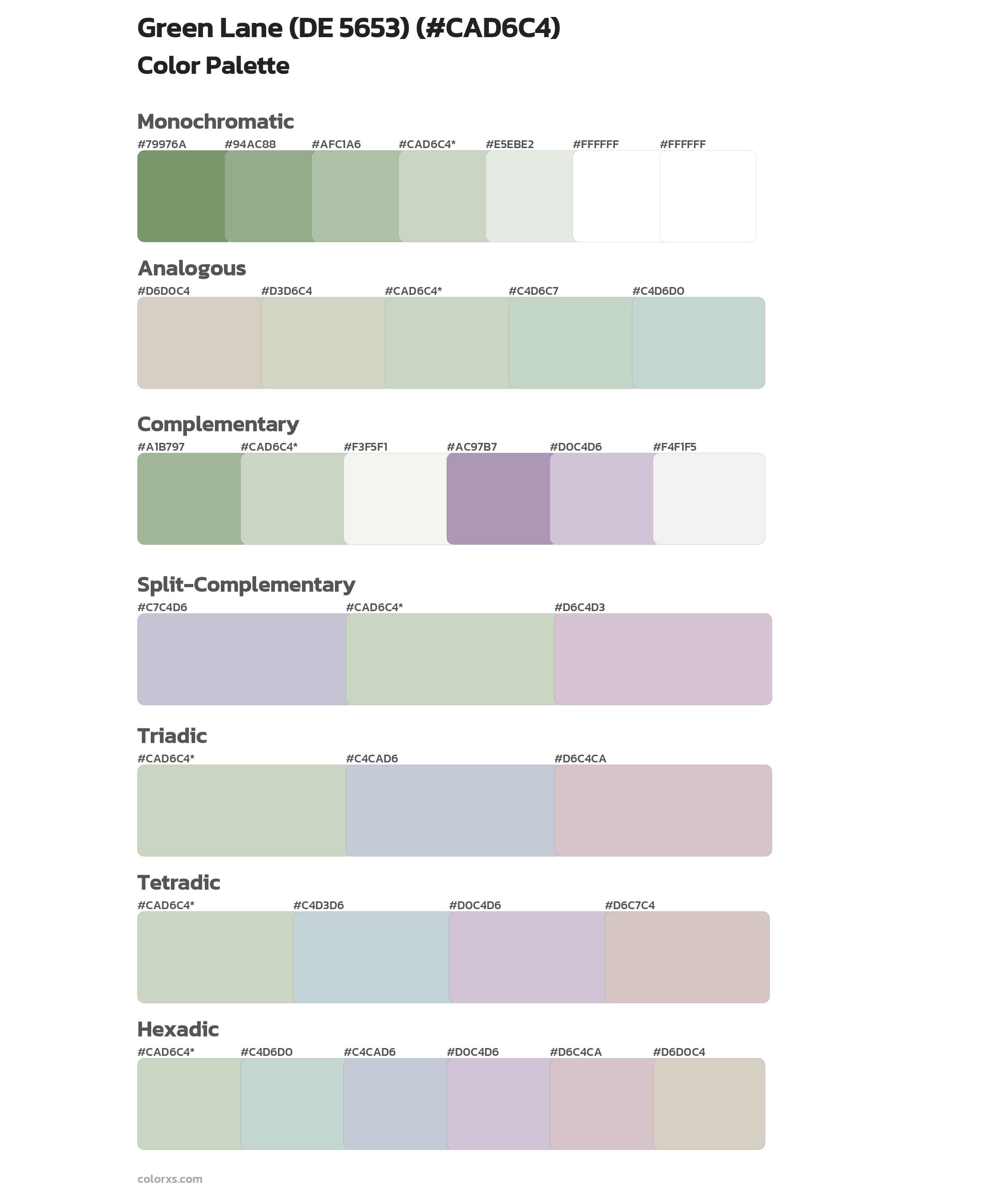 Green Lane (DE 5653) Color Scheme Palettes