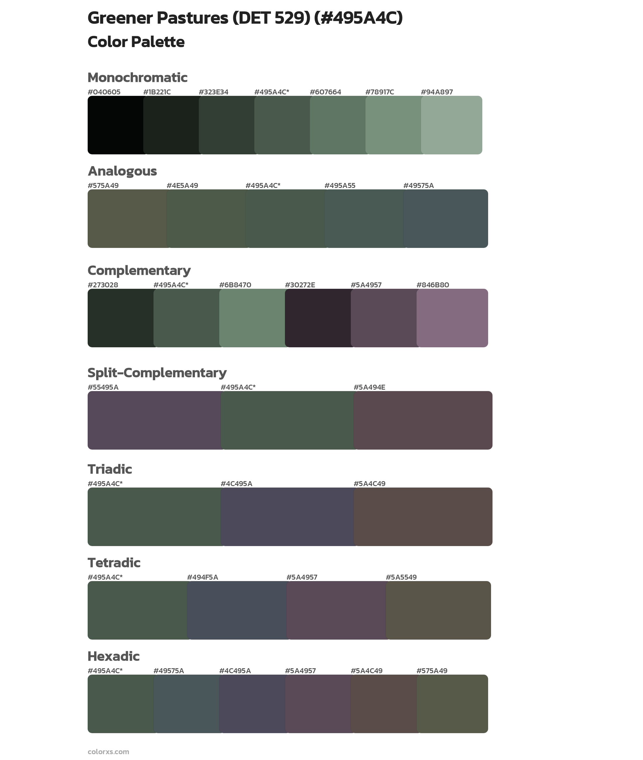 Greener Pastures (DET 529) Color Scheme Palettes