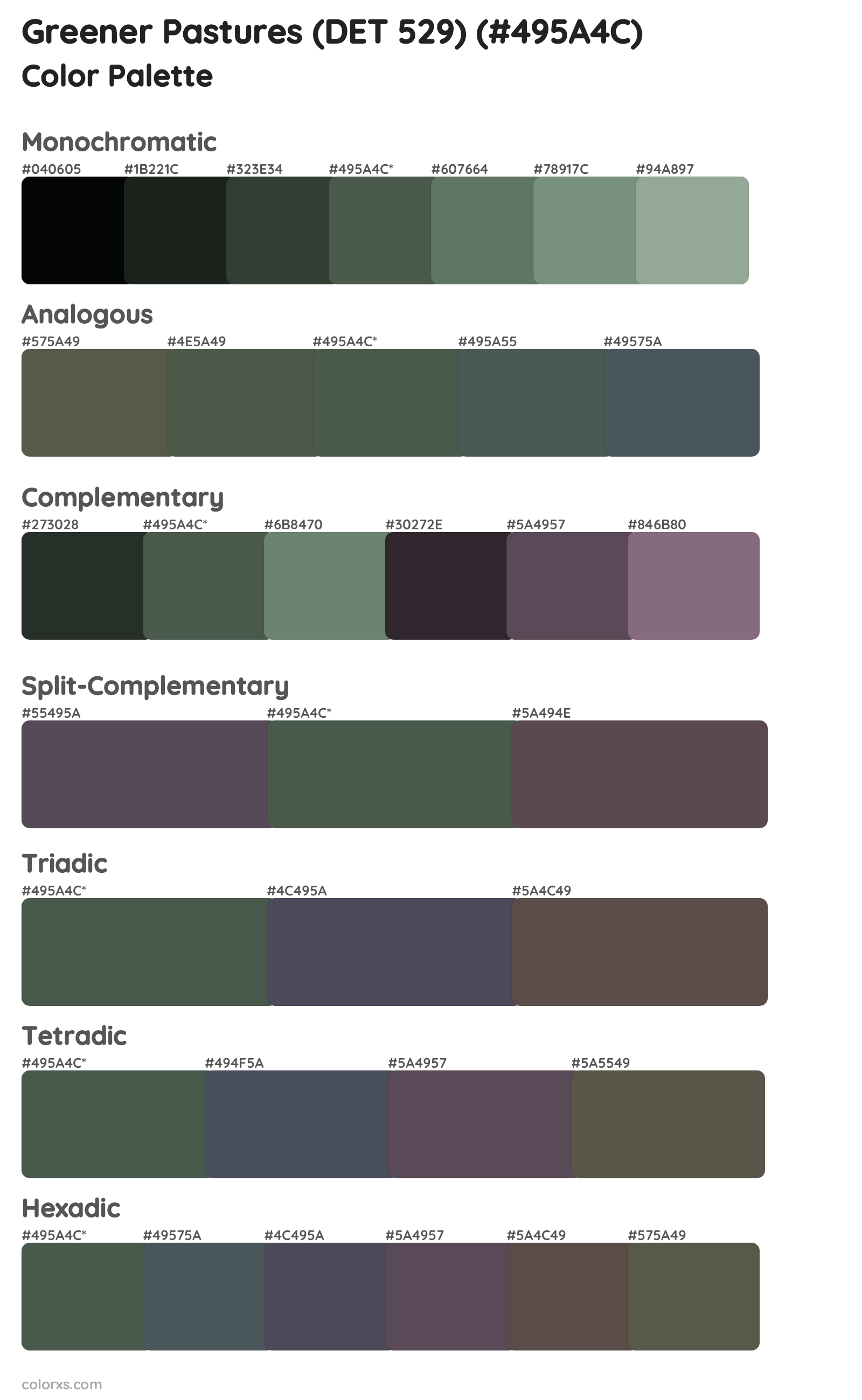 Greener Pastures (DET 529) Color Scheme Palettes