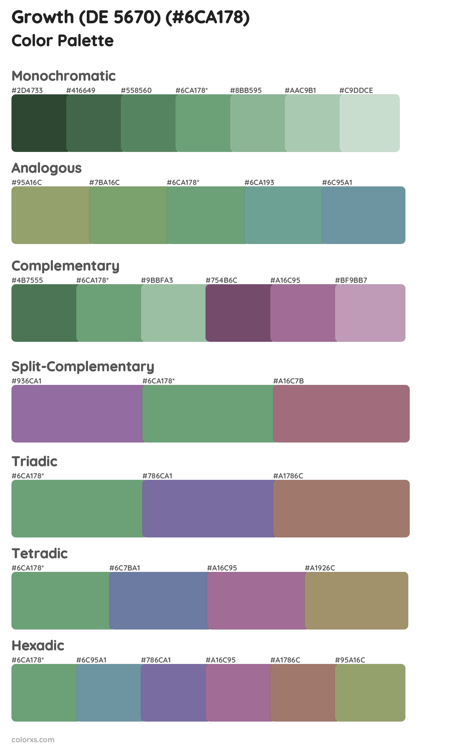 Growth (DE 5670) Color Scheme Palettes