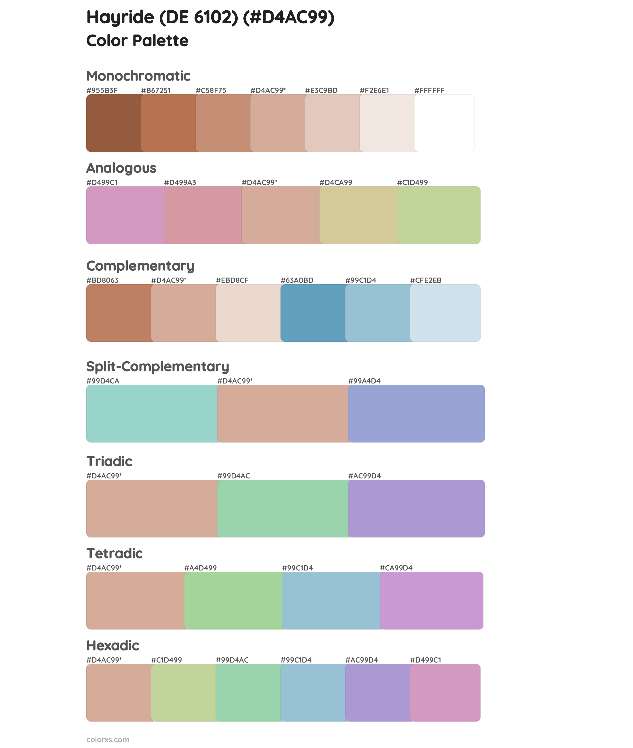 Hayride (DE 6102) Color Scheme Palettes