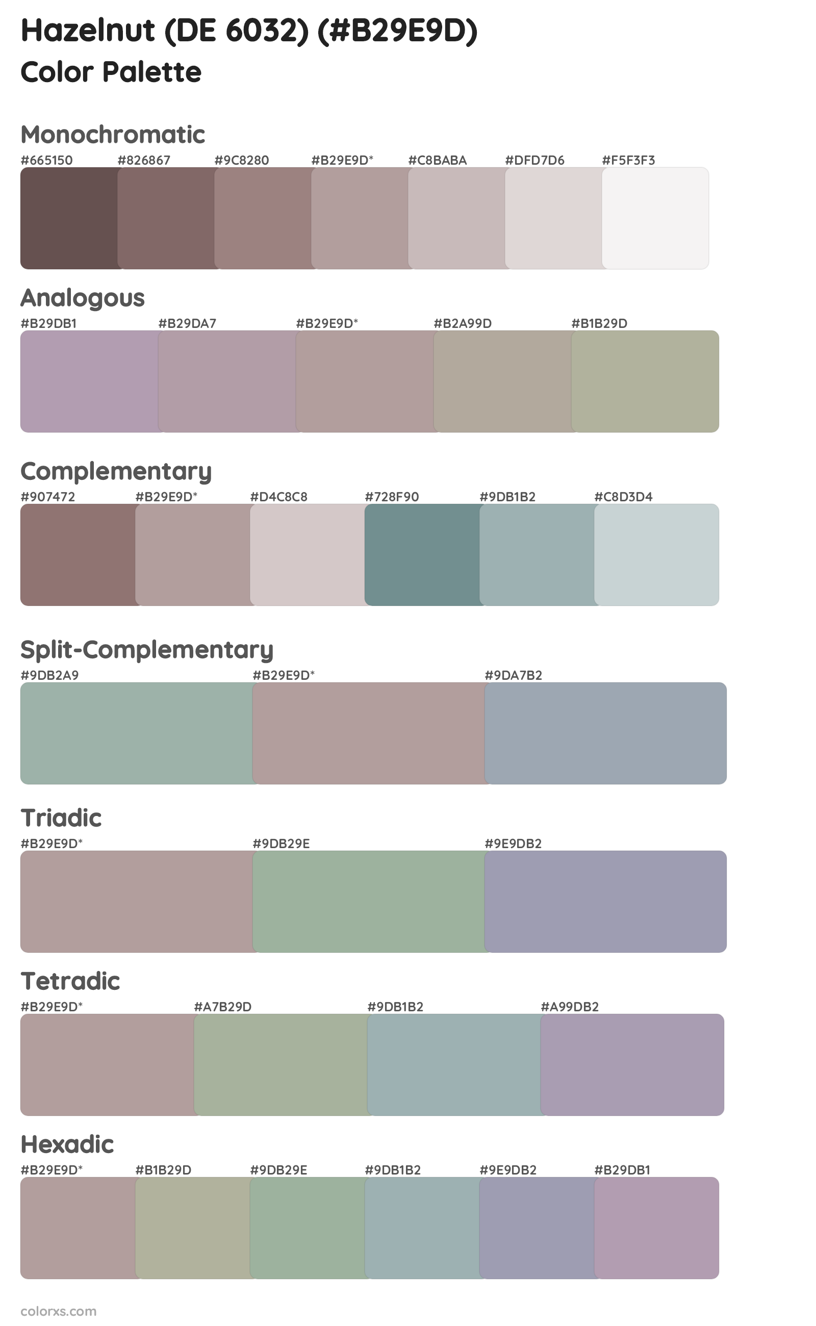 Hazelnut (DE 6032) Color Scheme Palettes