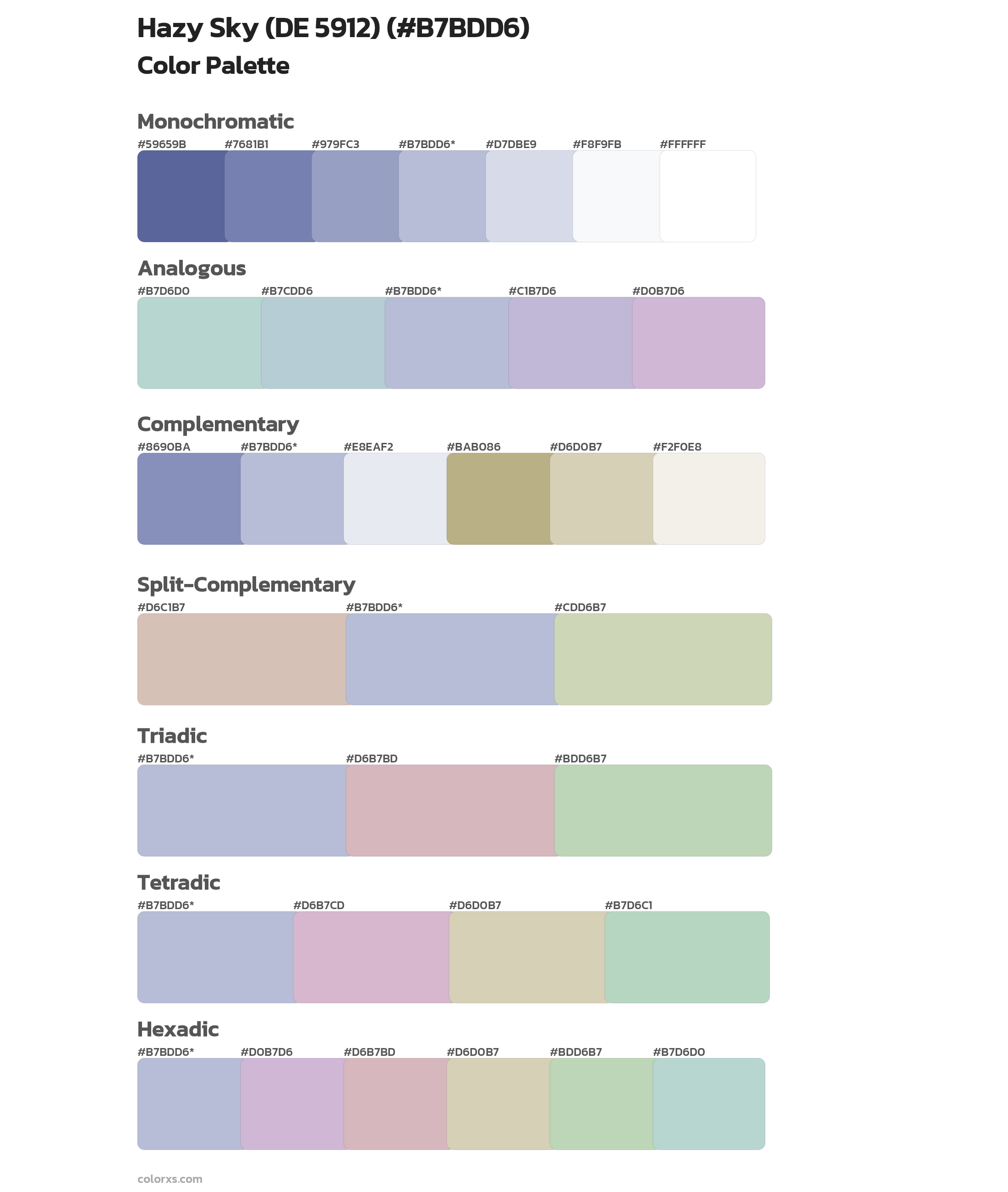 Hazy Sky (DE 5912) Color Scheme Palettes