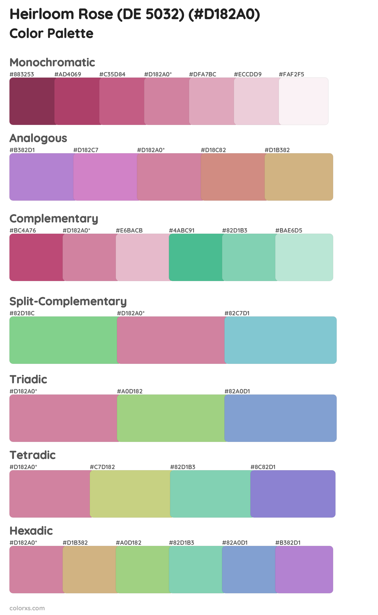 Heirloom Rose (DE 5032) Color Scheme Palettes