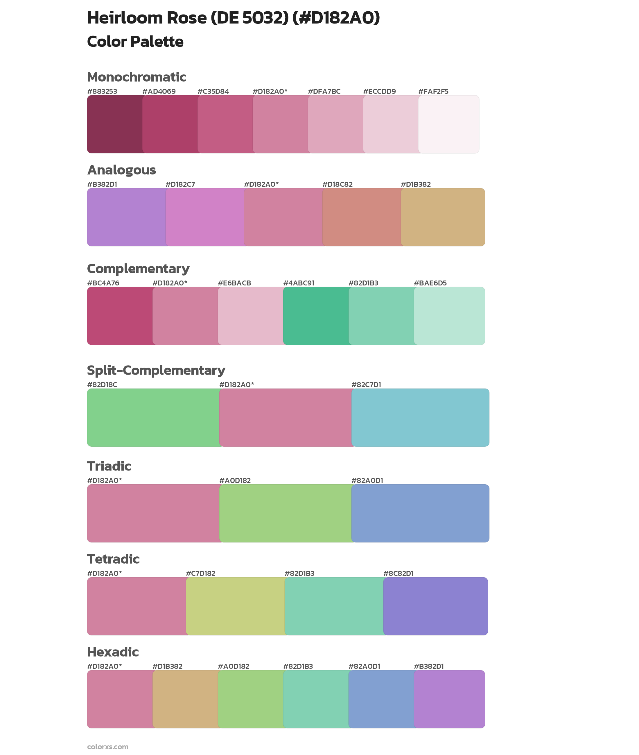 Heirloom Rose (DE 5032) Color Scheme Palettes