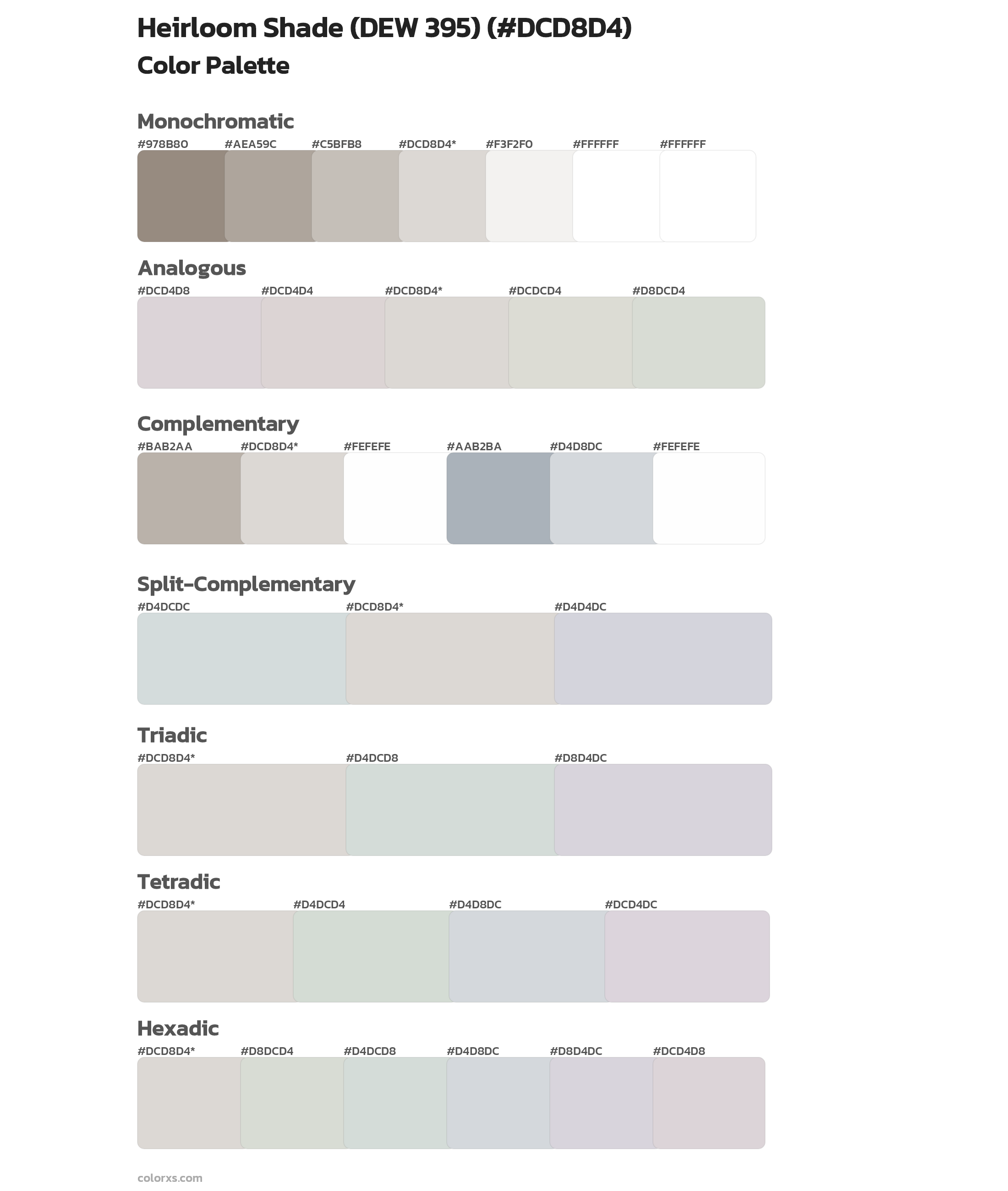 Heirloom Shade (DEW 395) Color Scheme Palettes
