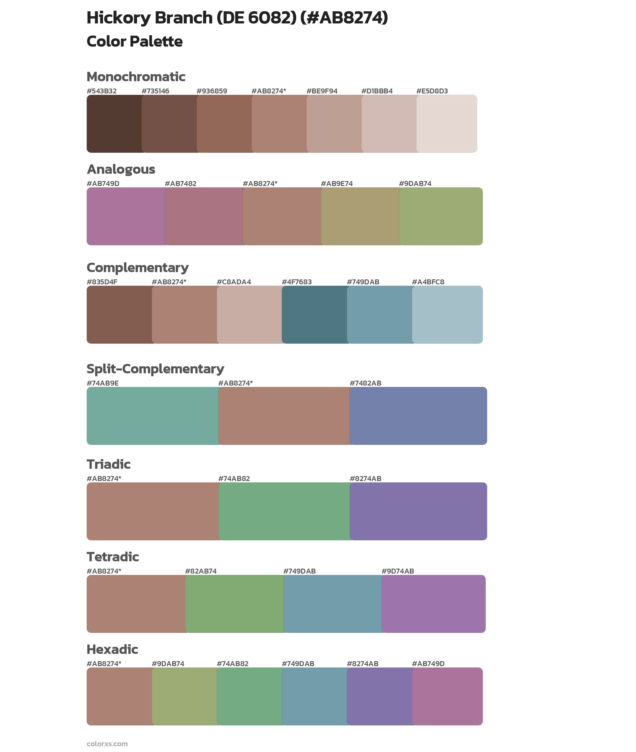 Hickory Branch (DE 6082) Color Scheme Palettes