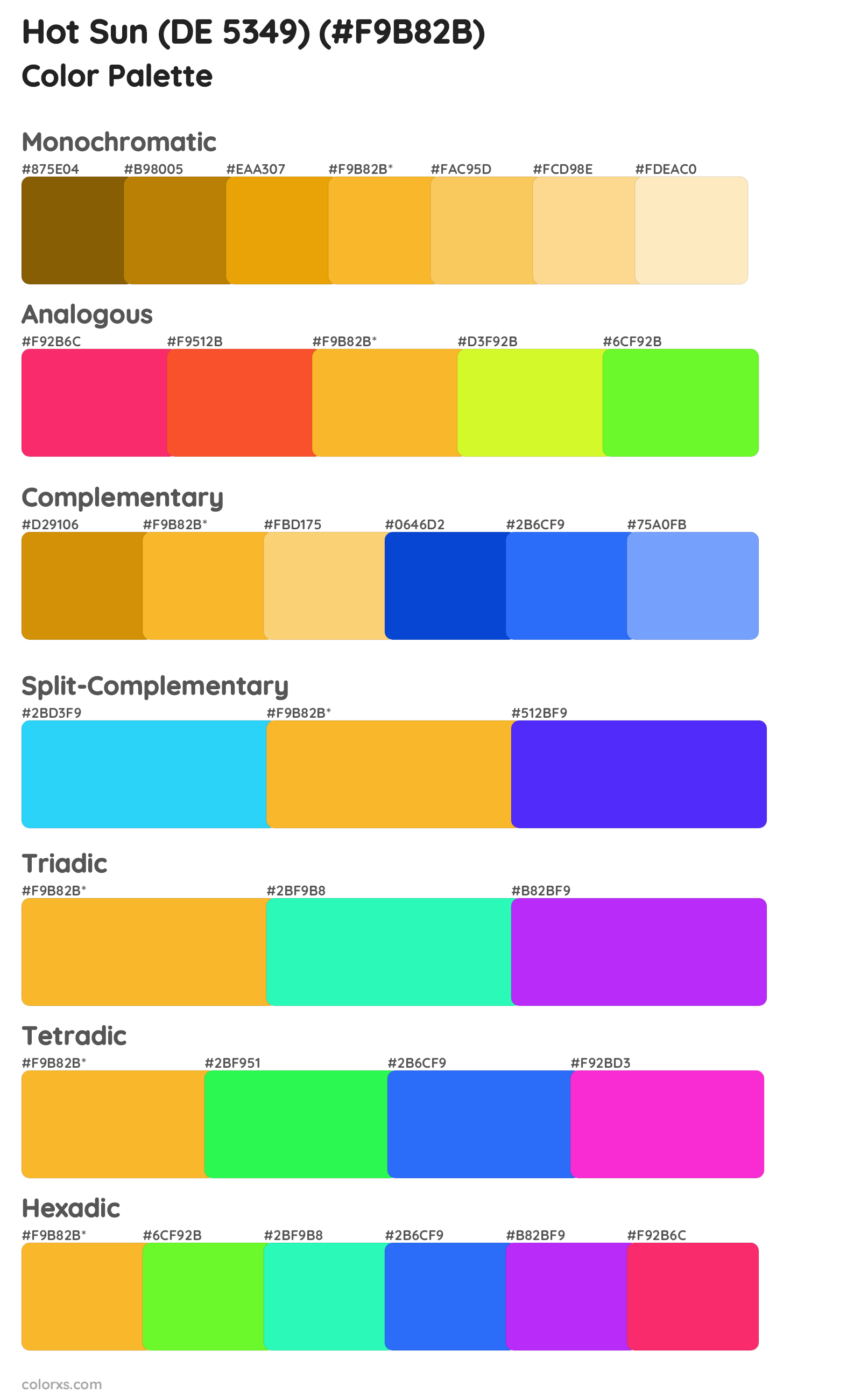 Hot Sun (DE 5349) Color Scheme Palettes