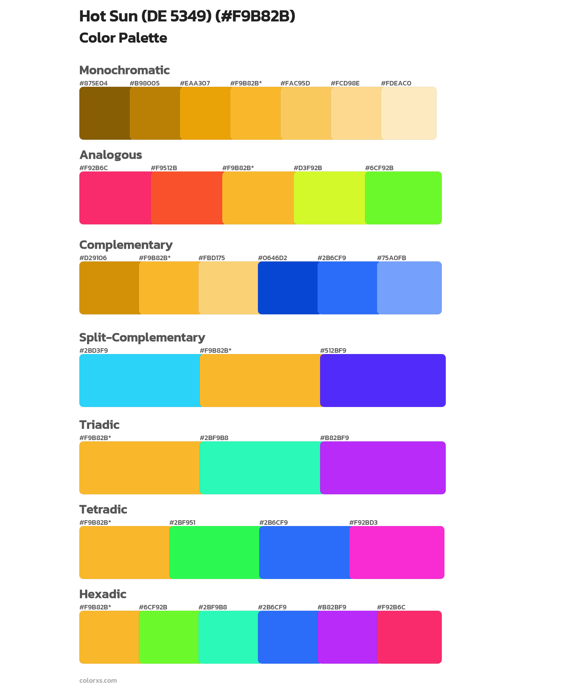 Hot Sun (DE 5349) Color Scheme Palettes