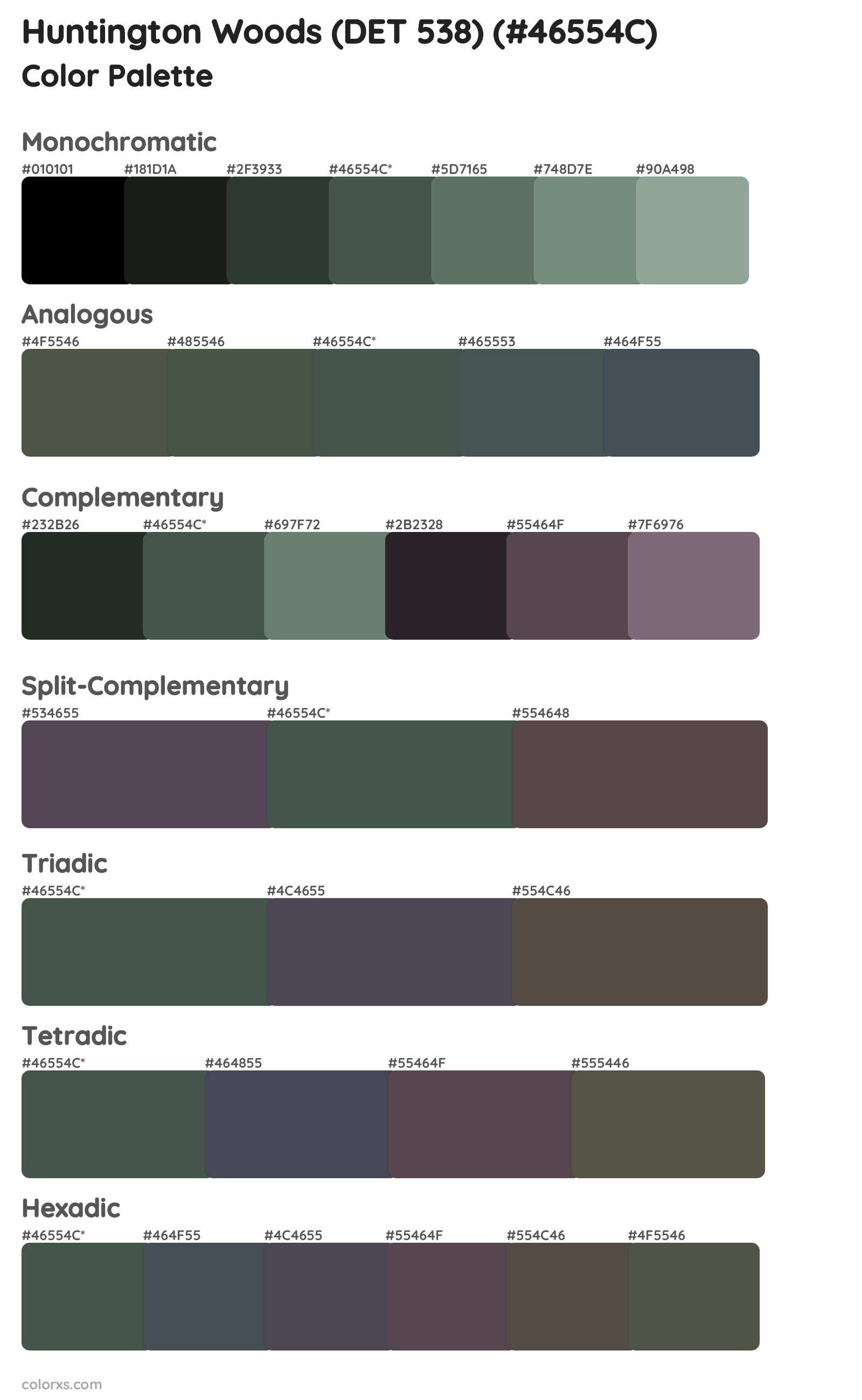 Huntington Woods (DET 538) Color Scheme Palettes