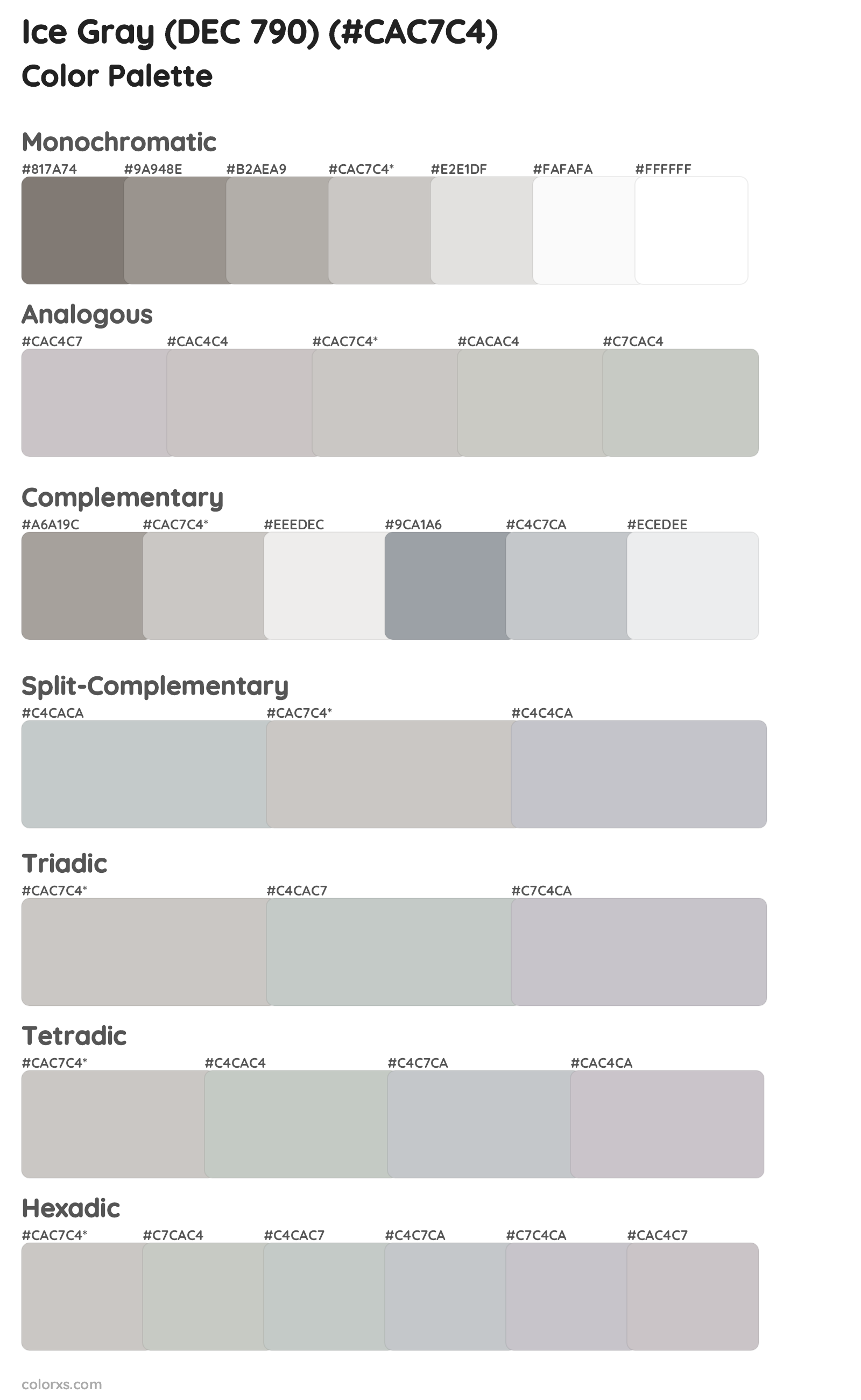 Ice Gray (DEC 790) Color Scheme Palettes