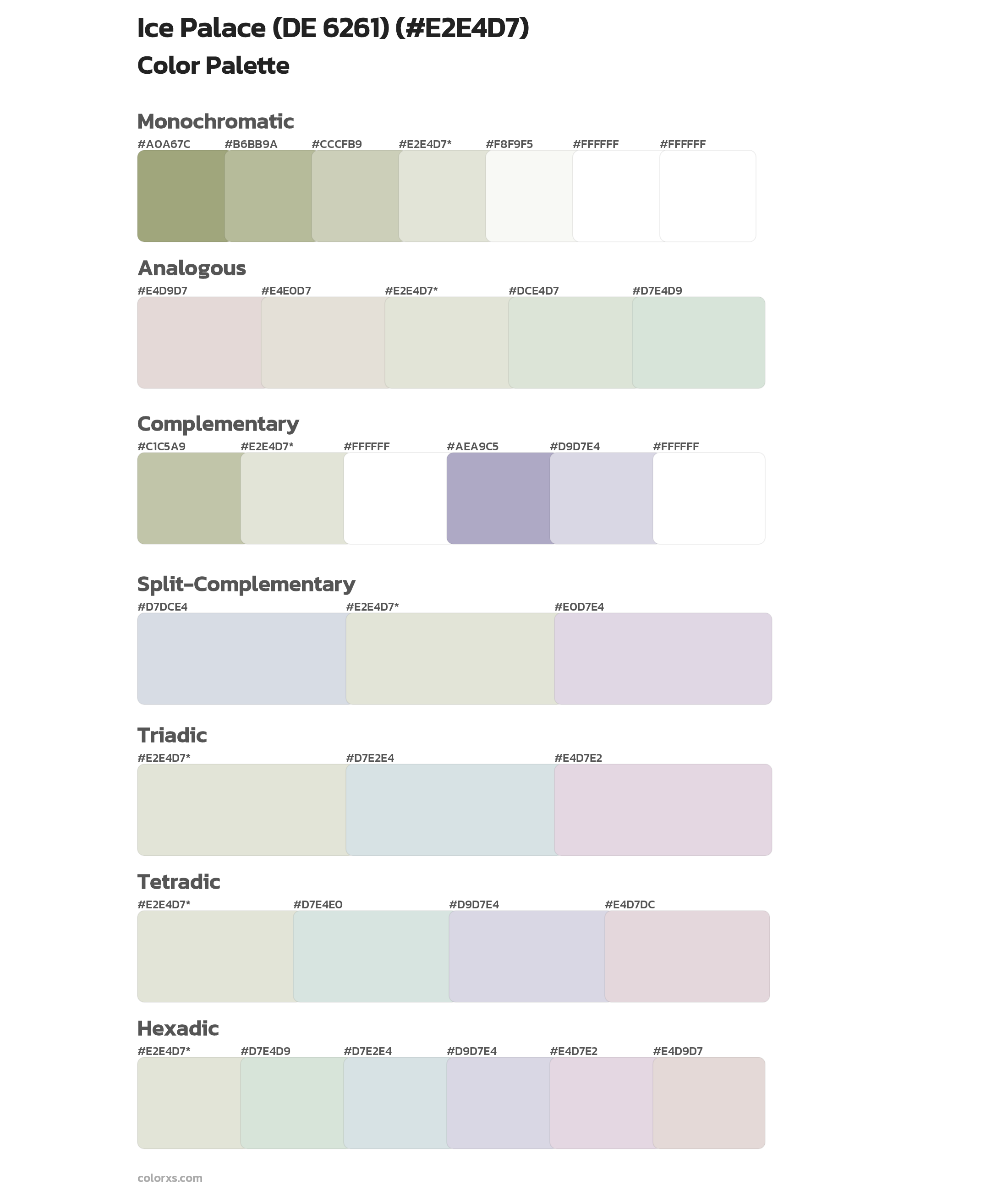 Ice Palace (DE 6261) Color Scheme Palettes