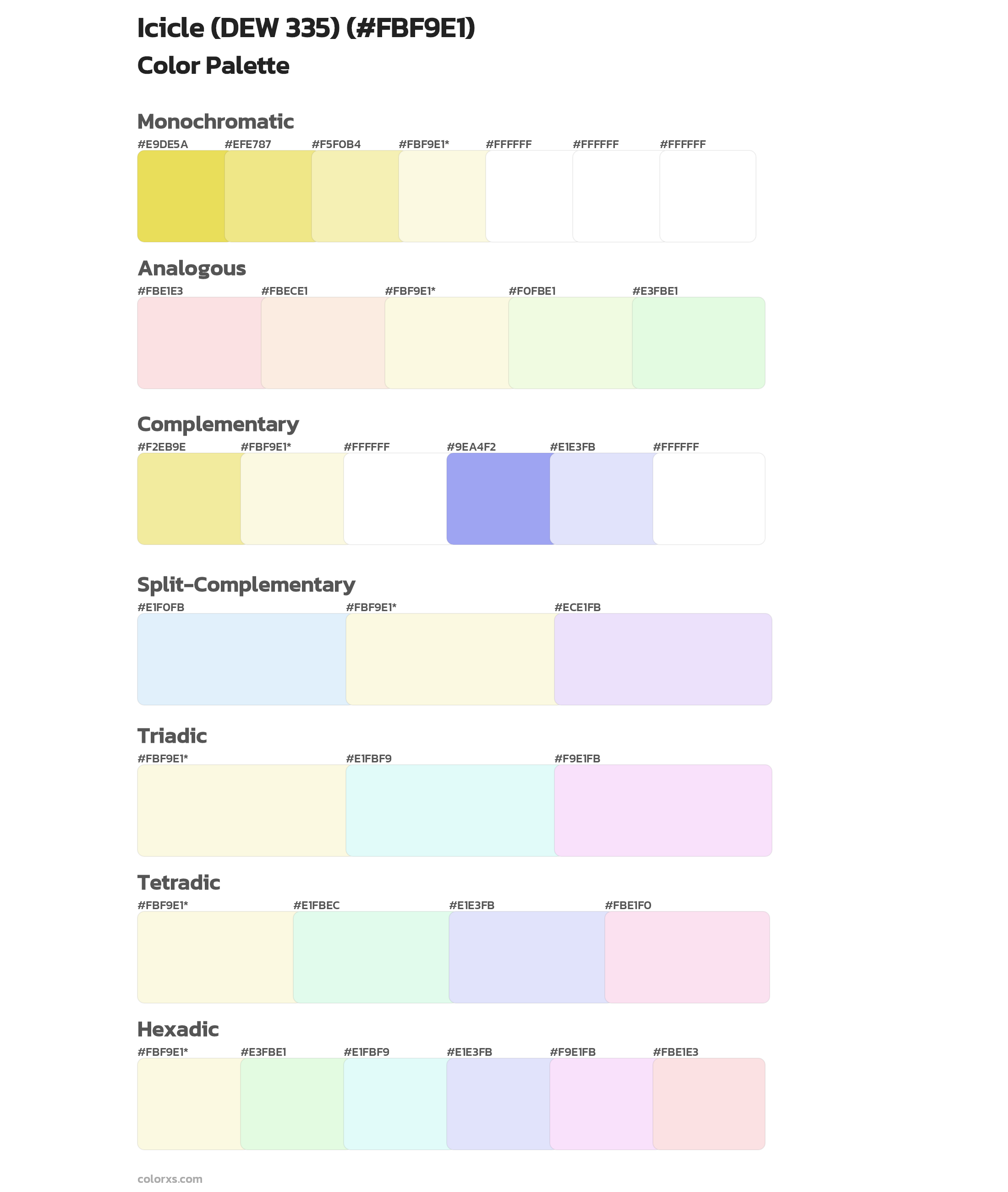 Icicle (DEW 335) Color Scheme Palettes