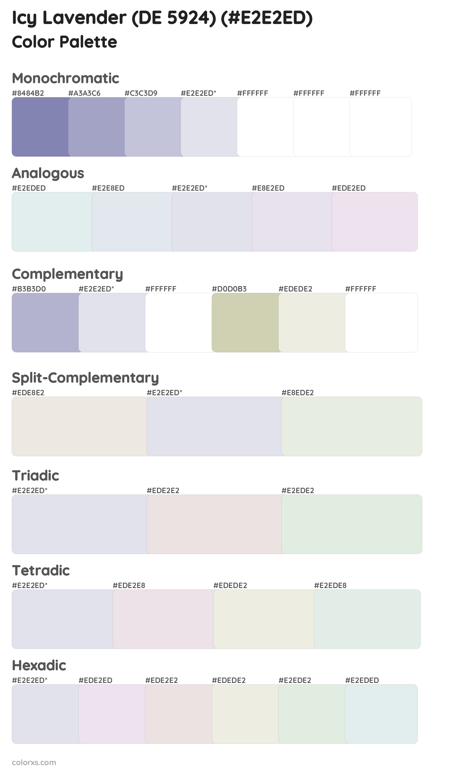 Icy Lavender (DE 5924) Color Scheme Palettes
