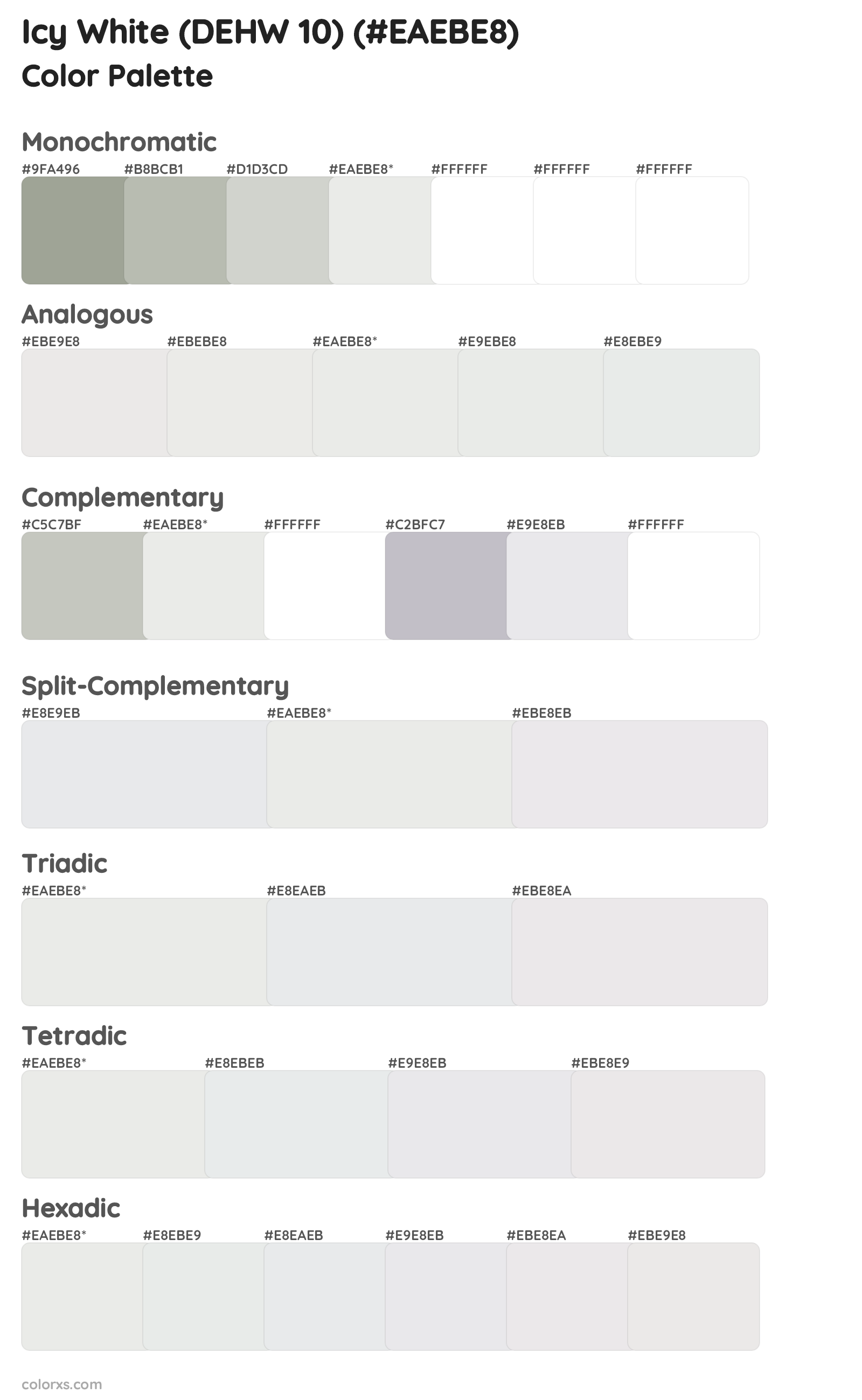 Icy White (DEHW 10) Color Scheme Palettes