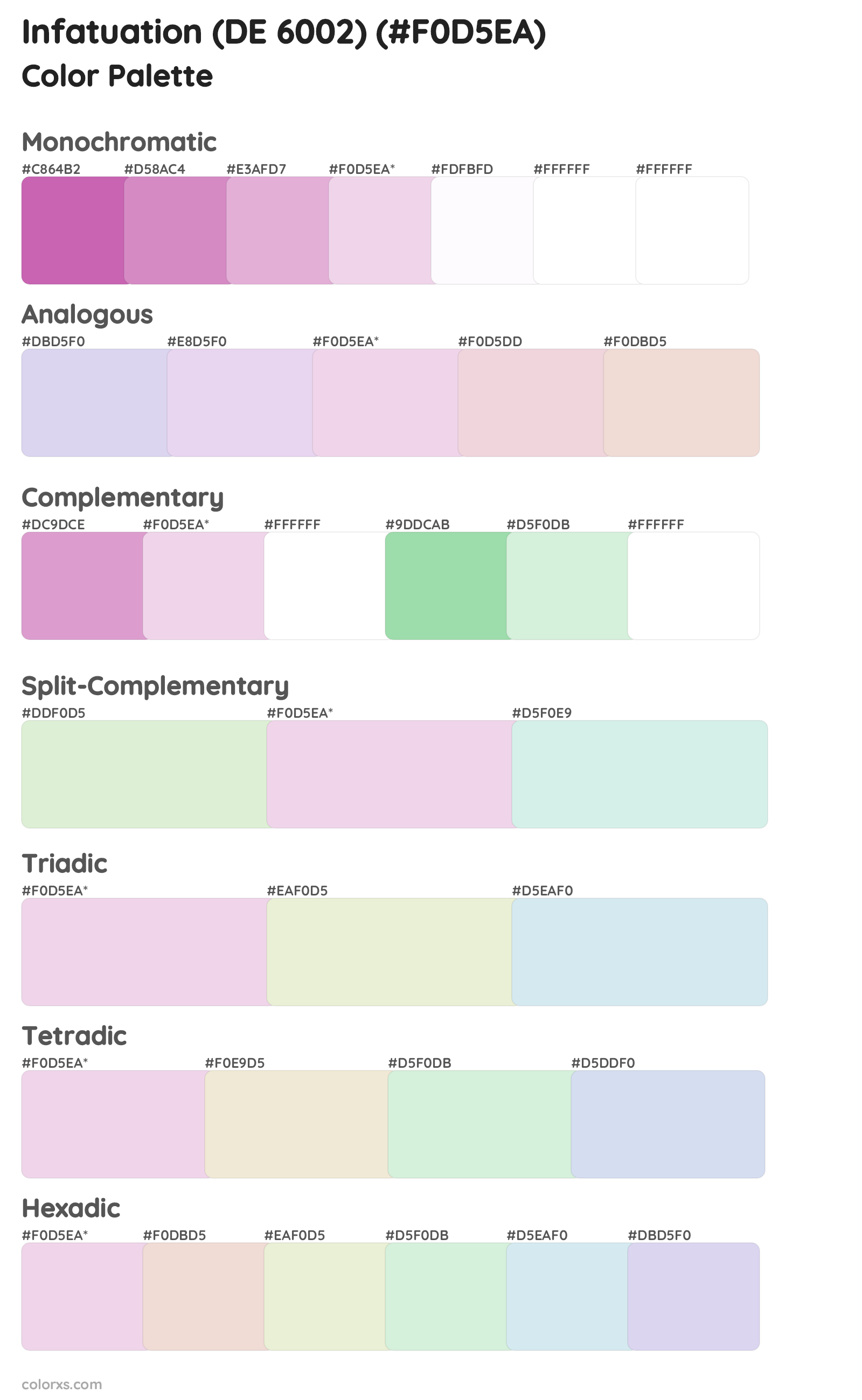 Infatuation (DE 6002) Color Scheme Palettes