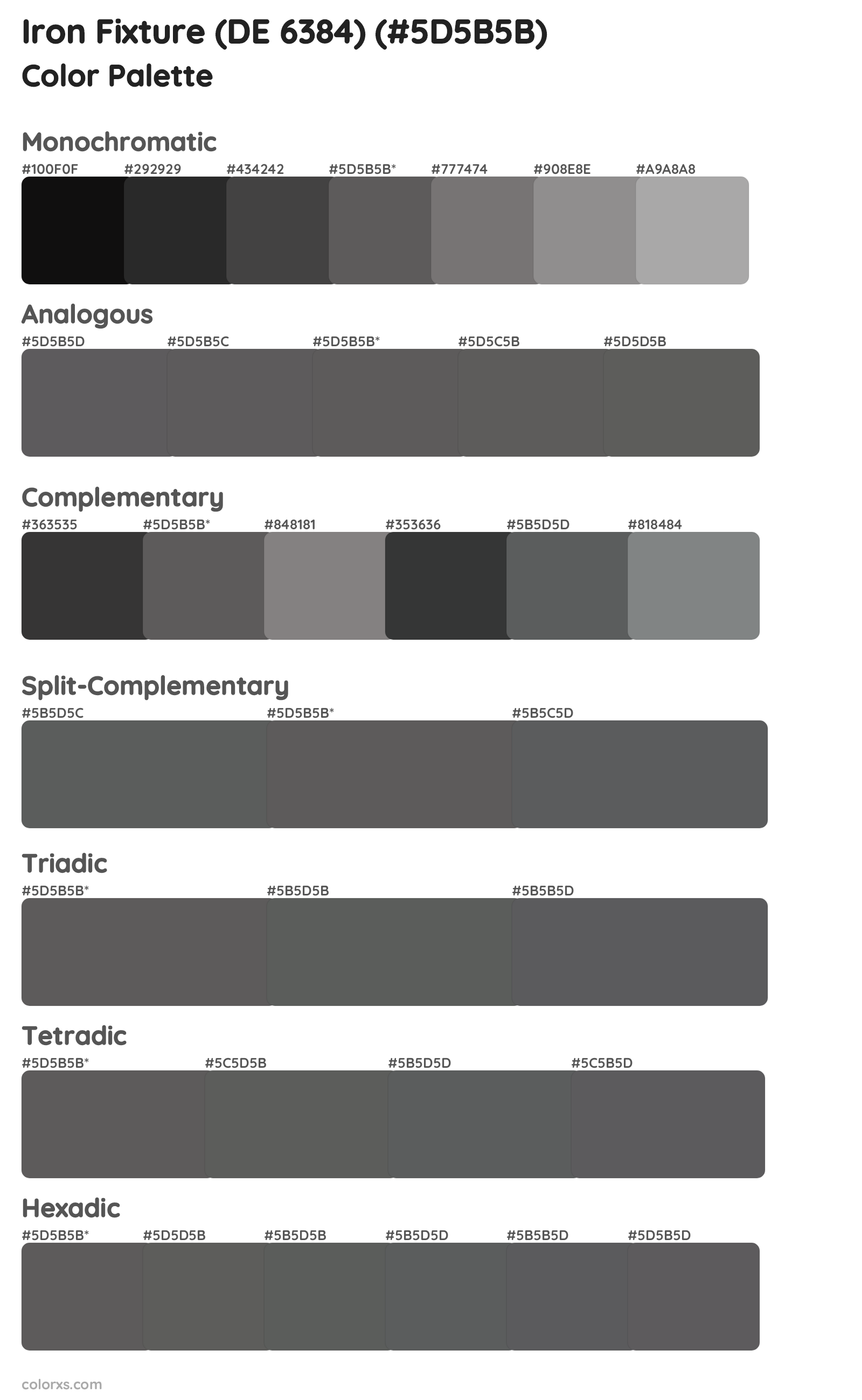 Iron Fixture (DE 6384) Color Scheme Palettes