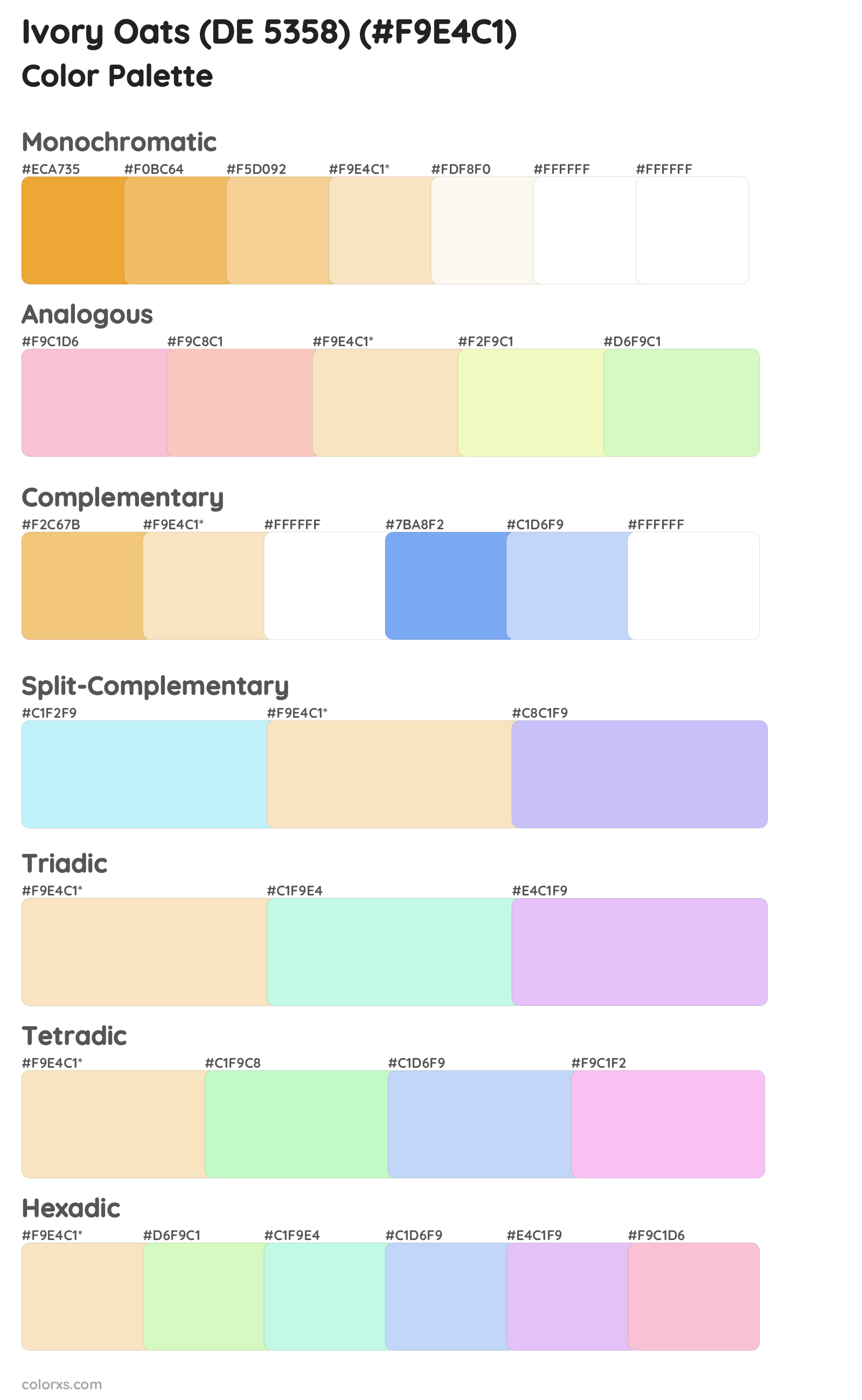 Ivory Oats (DE 5358) Color Scheme Palettes