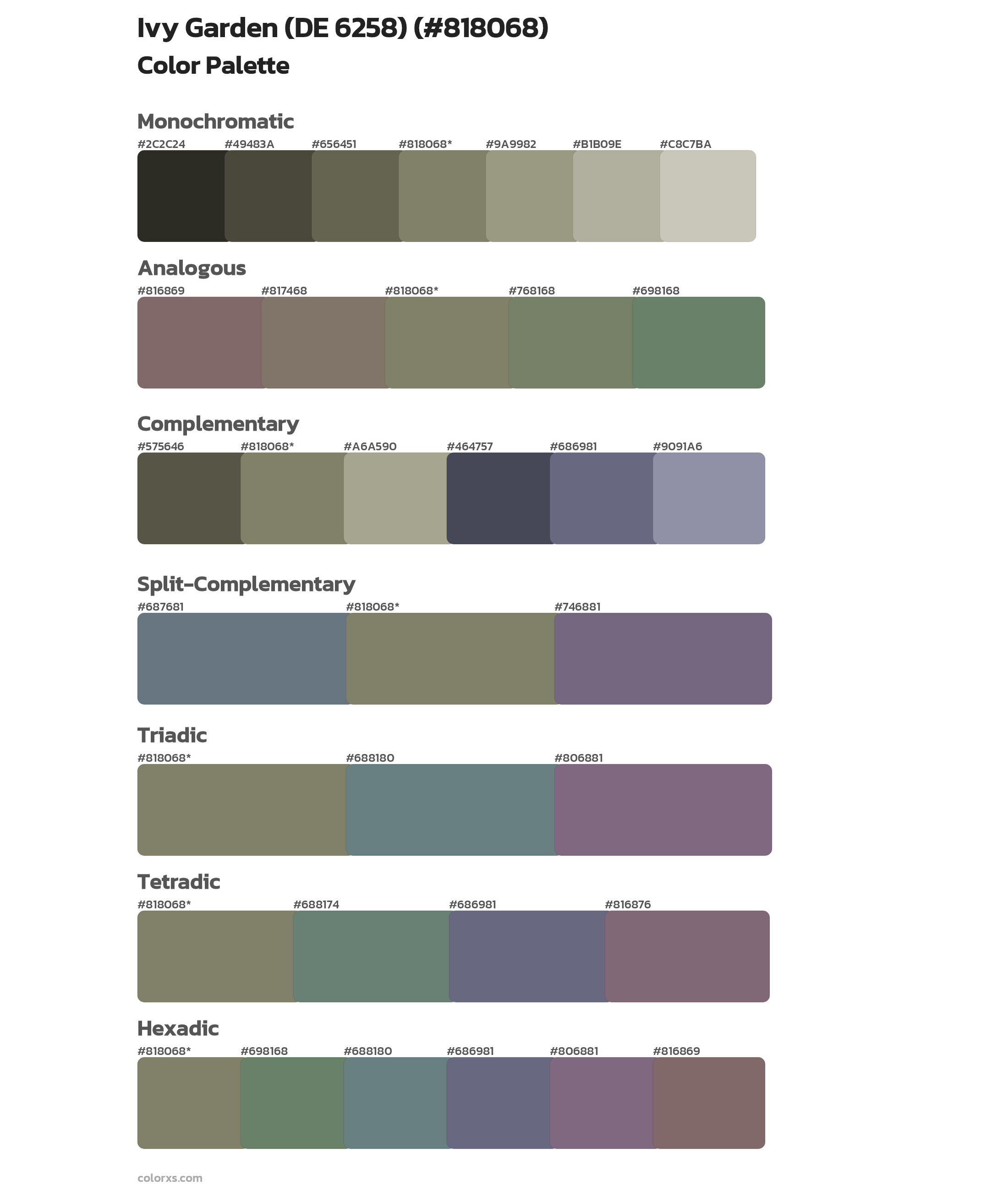 Ivy Garden (DE 6258) Color Scheme Palettes