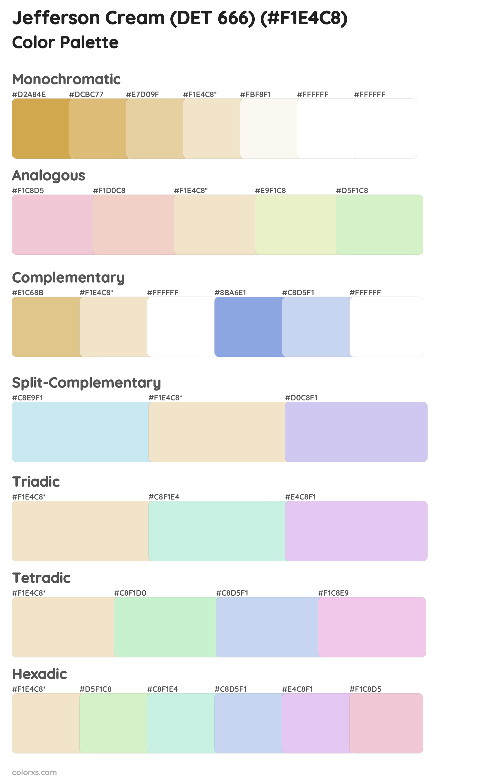 Jefferson Cream (DET 666) Color Scheme Palettes