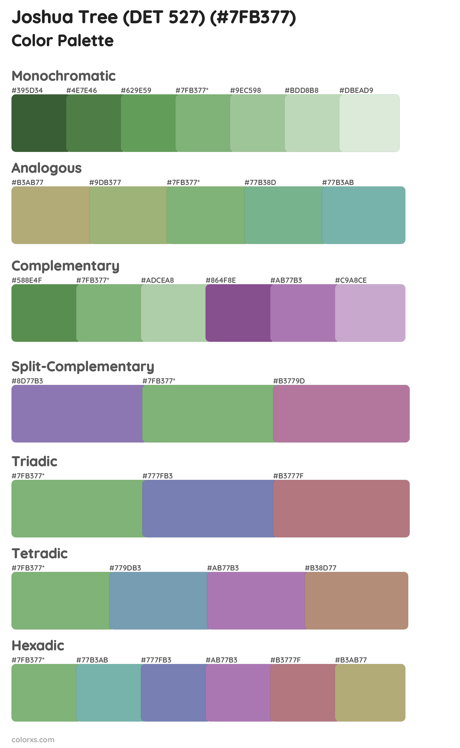 Joshua Tree (DET 527) Color Scheme Palettes