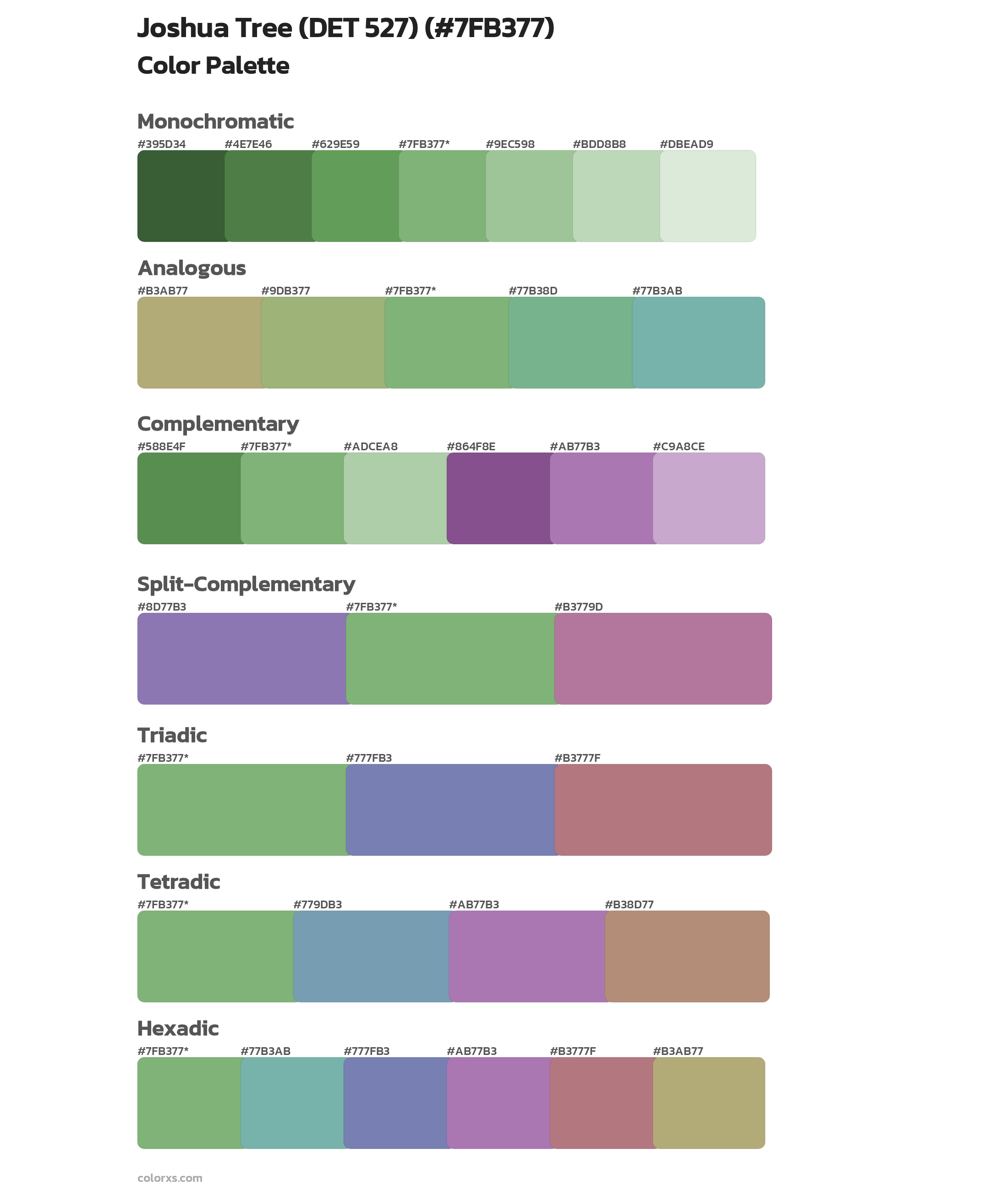 Joshua Tree (DET 527) Color Scheme Palettes