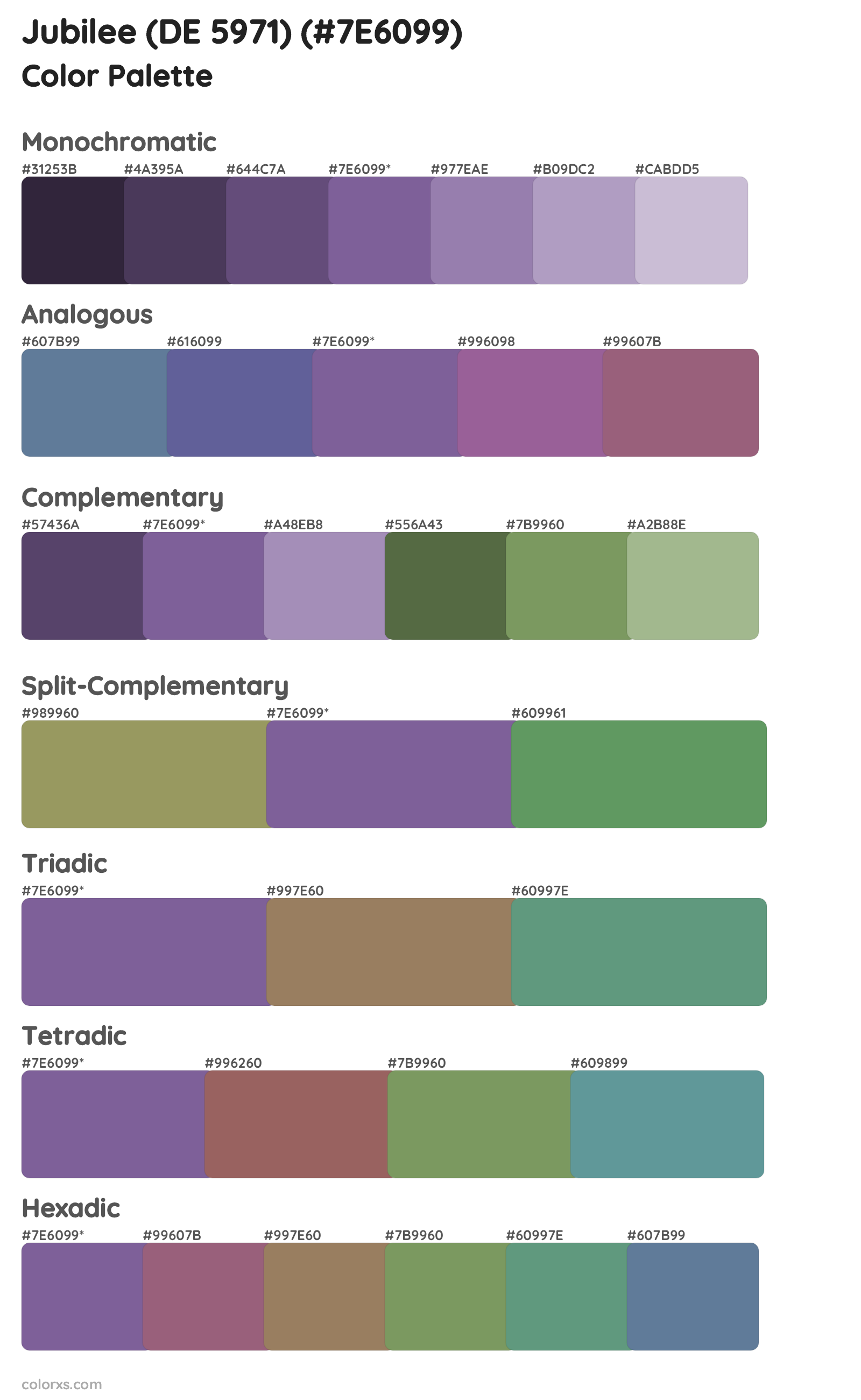 Jubilee (DE 5971) Color Scheme Palettes