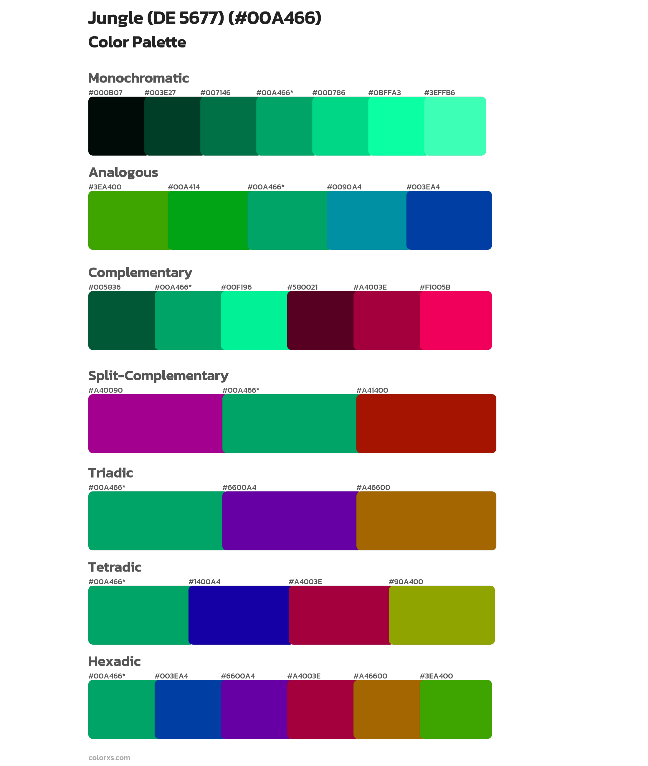Jungle (DE 5677) Color Scheme Palettes