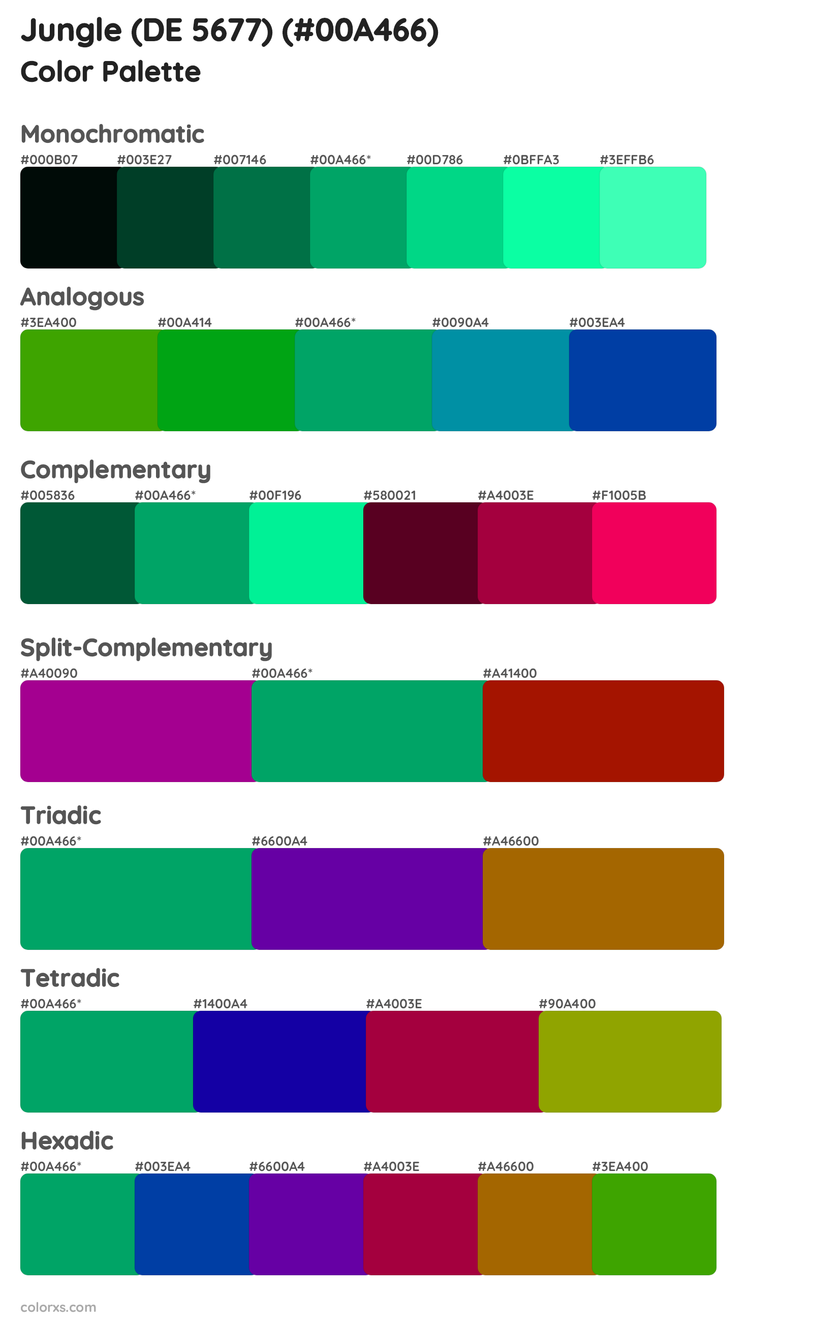 Jungle (DE 5677) Color Scheme Palettes