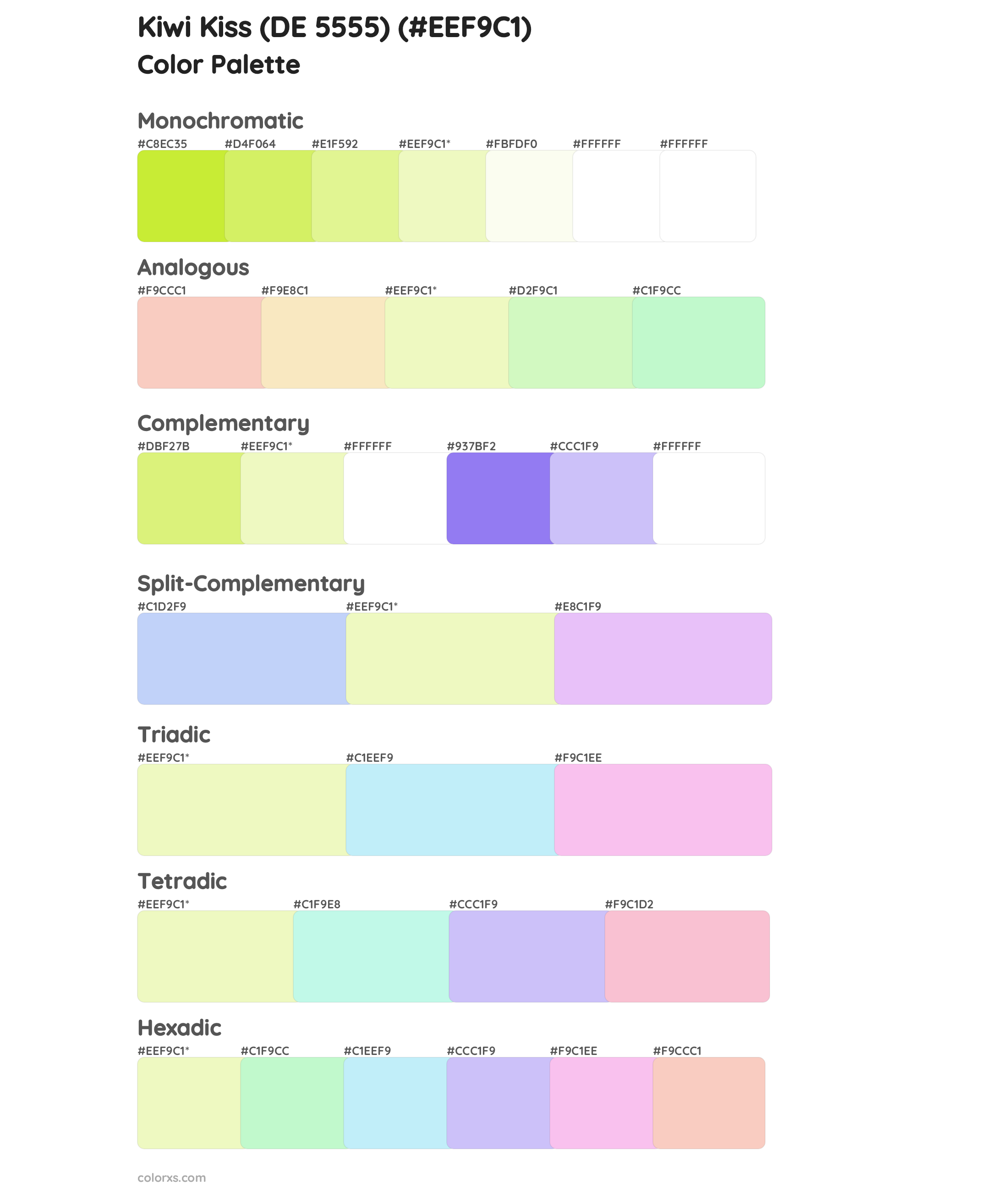 Kiwi Kiss (DE 5555) Color Scheme Palettes