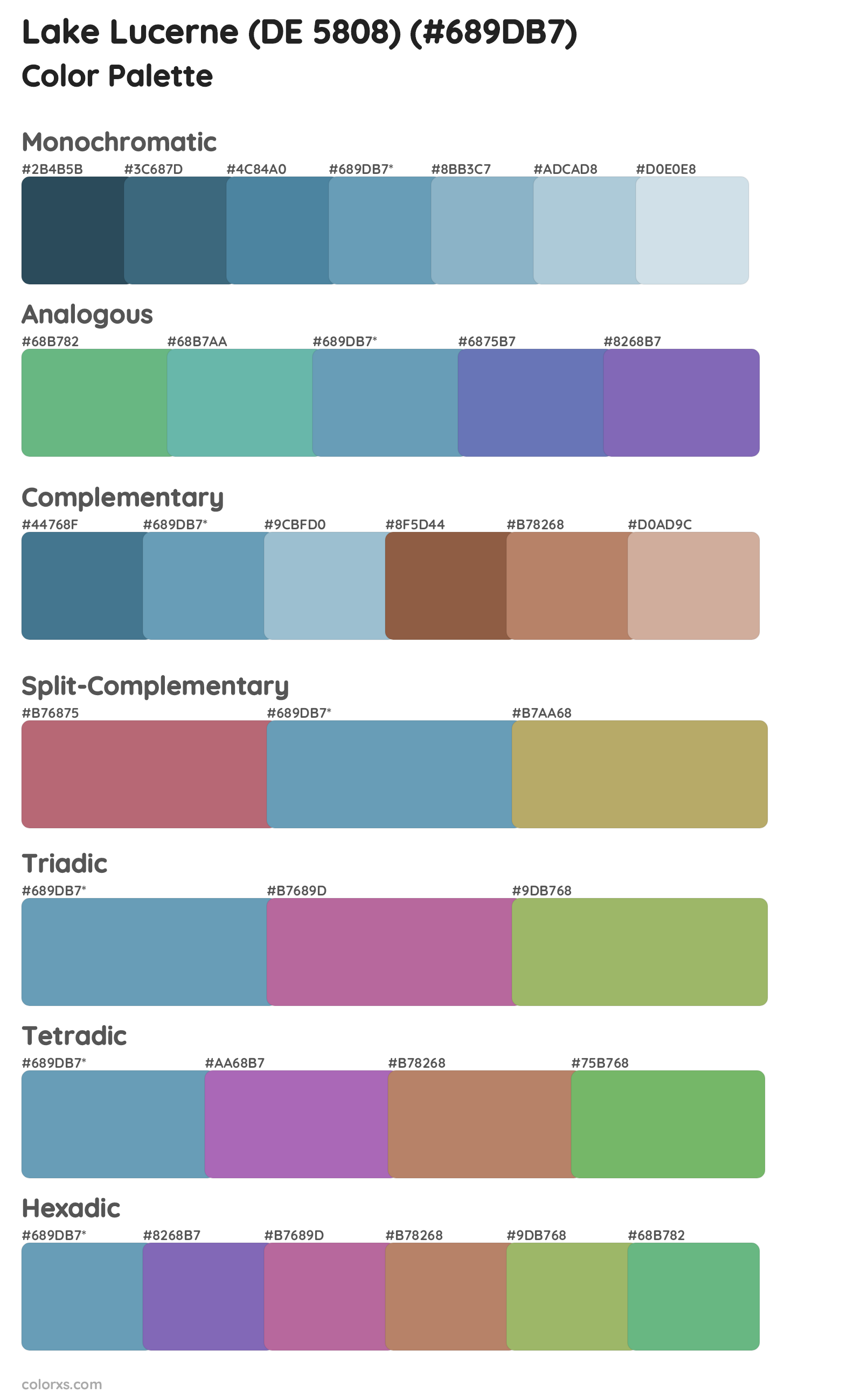 Lake Lucerne (DE 5808) Color Scheme Palettes