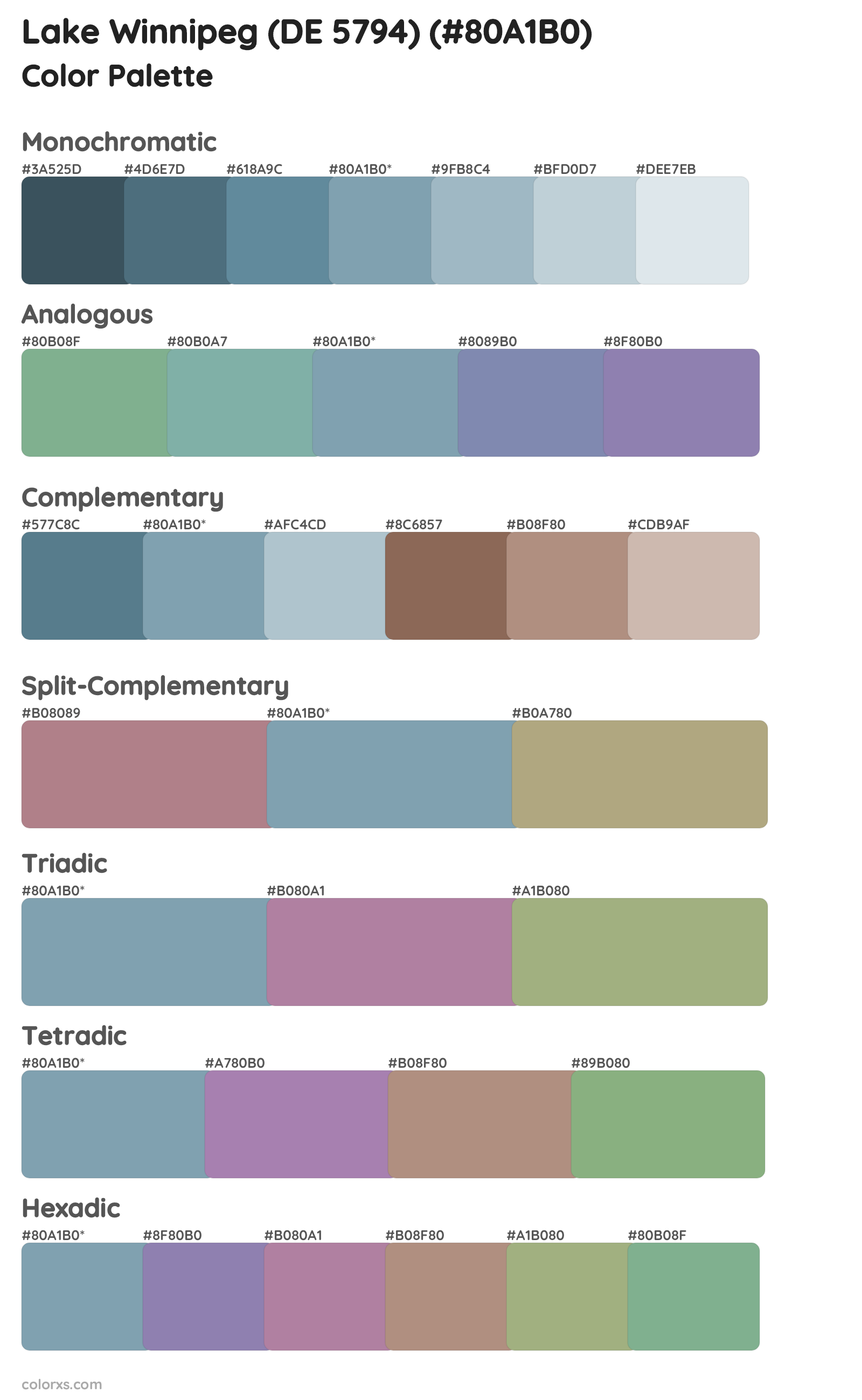 Lake Winnipeg (DE 5794) Color Scheme Palettes