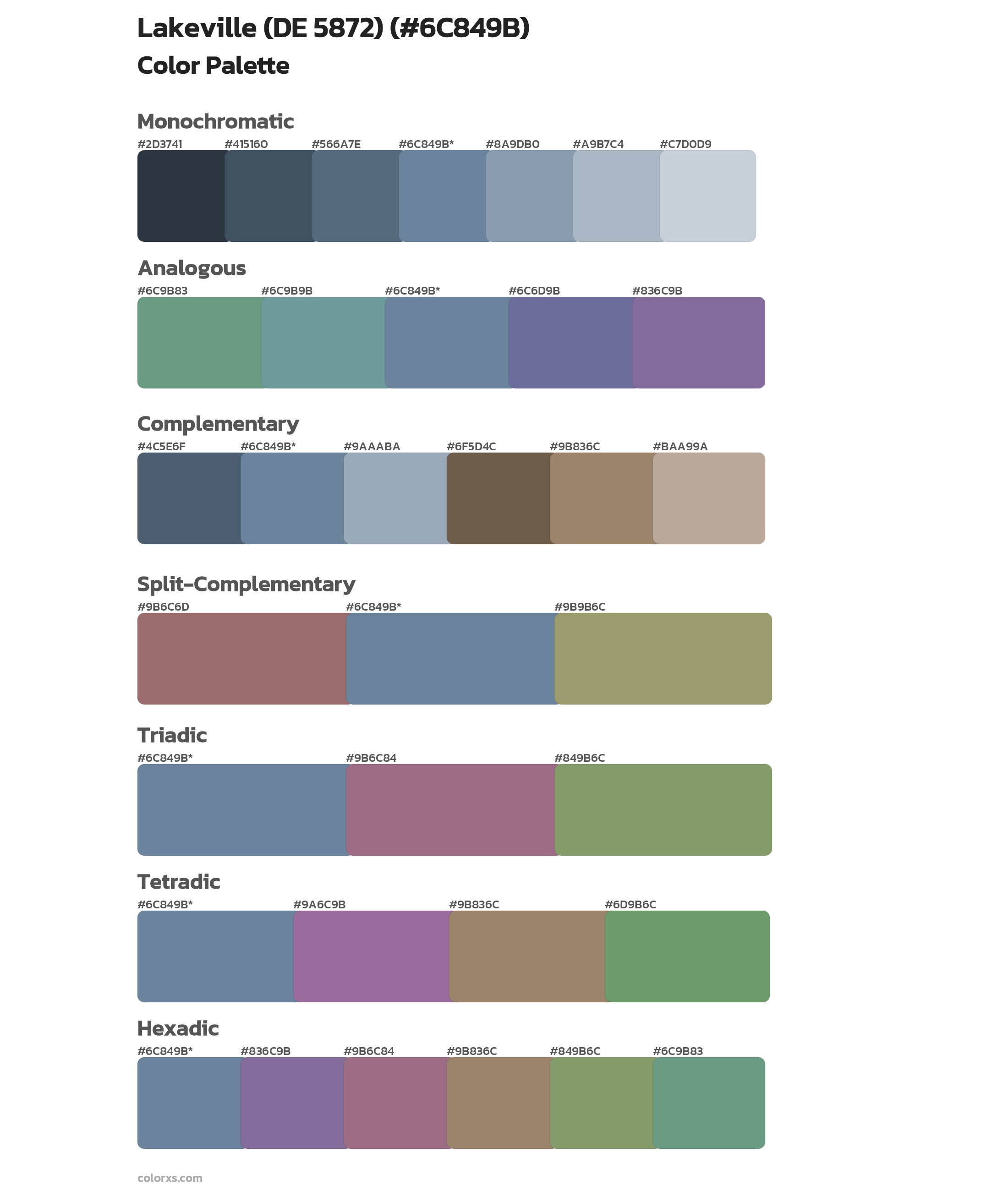 Lakeville (DE 5872) Color Scheme Palettes