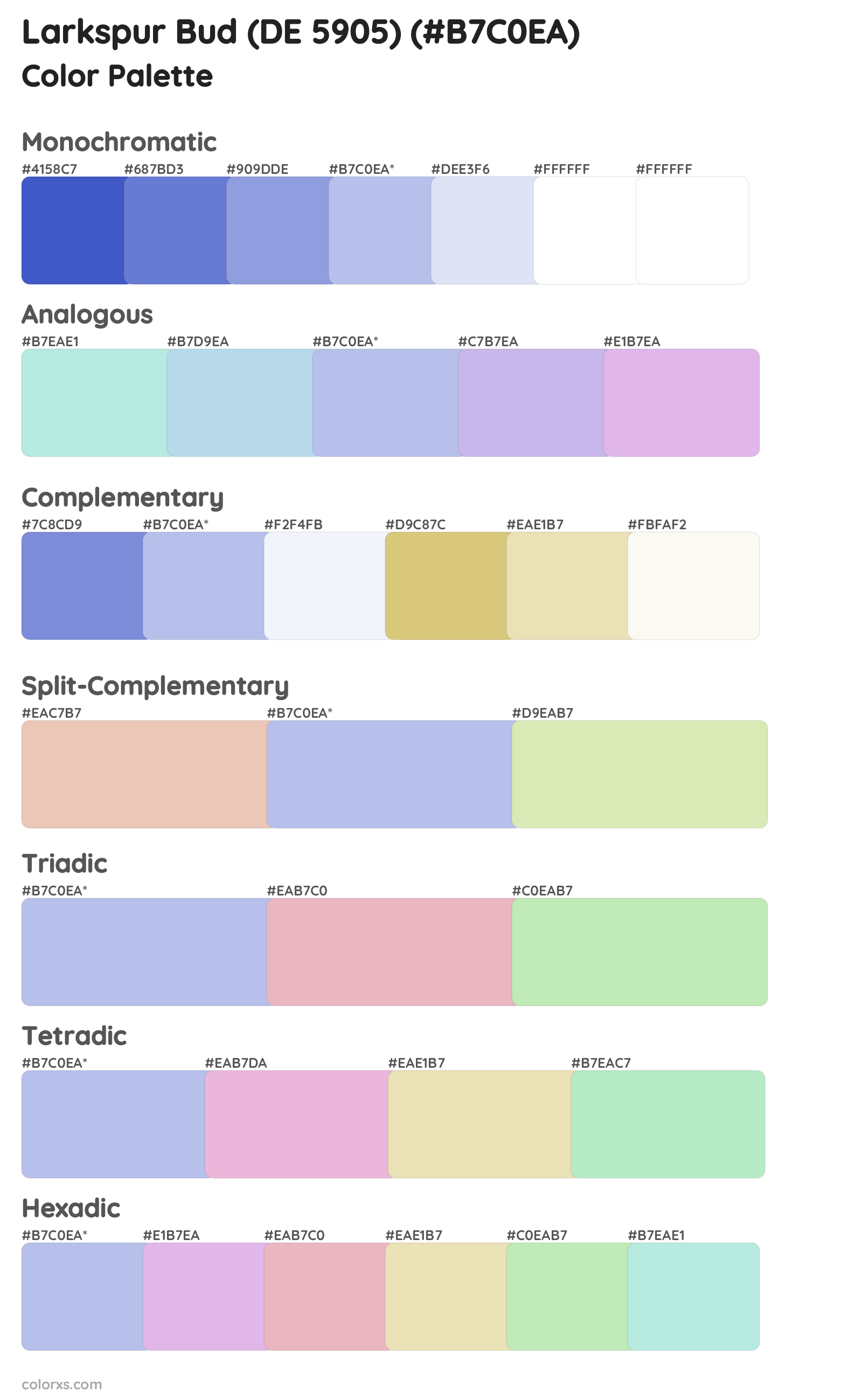Larkspur Bud (DE 5905) Color Scheme Palettes