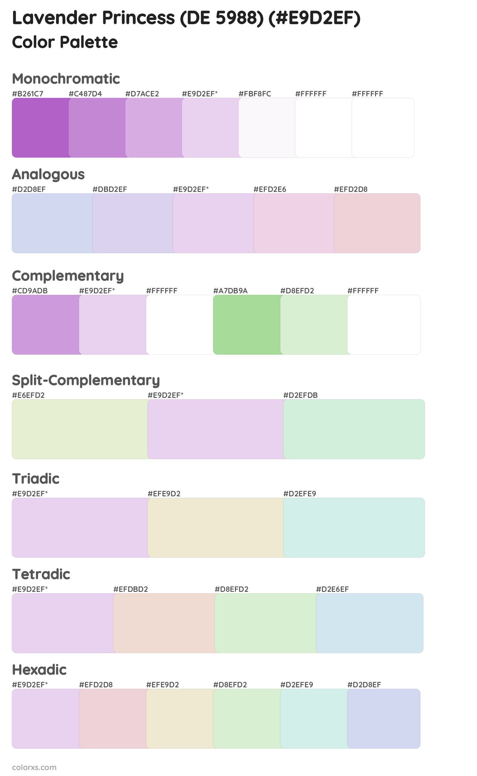 Lavender Princess (DE 5988) Color Scheme Palettes