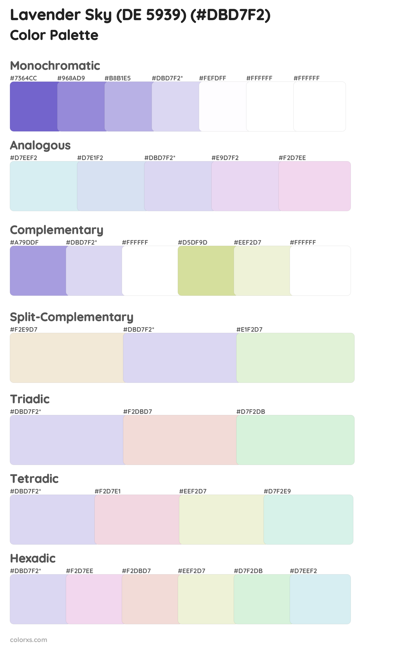 Lavender Sky (DE 5939) Color Scheme Palettes