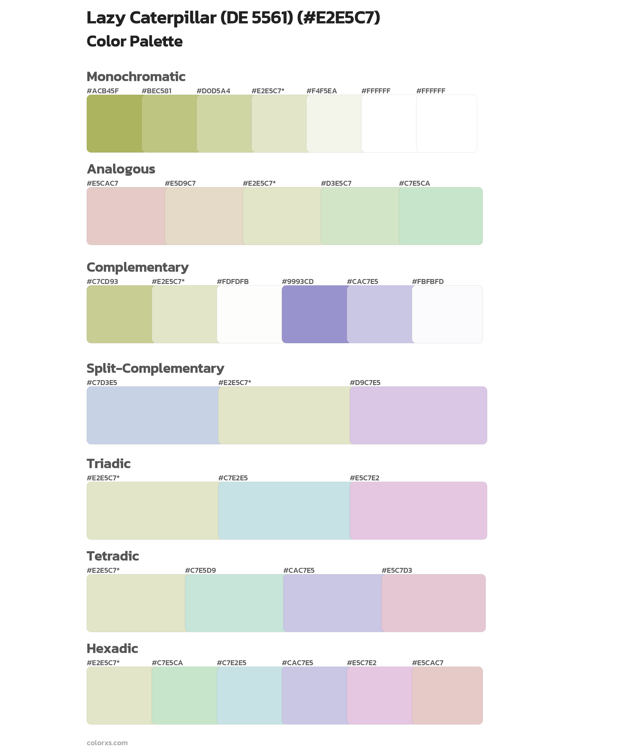 Lazy Caterpillar (DE 5561) Color Scheme Palettes