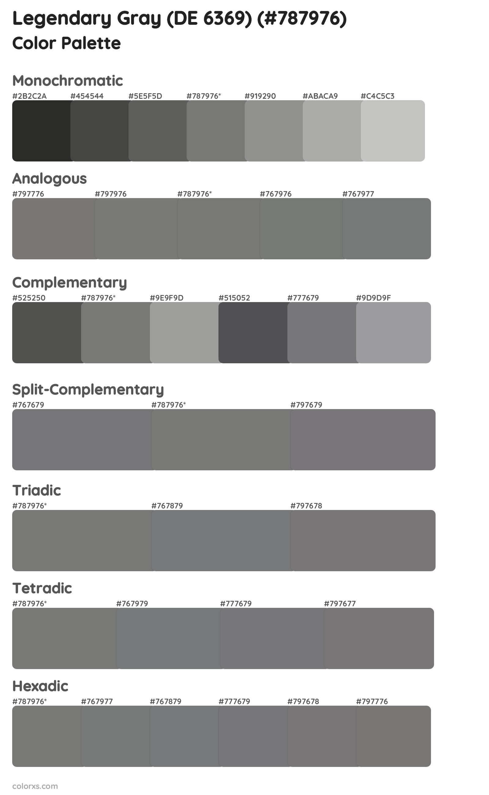 Legendary Gray (DE 6369) Color Scheme Palettes