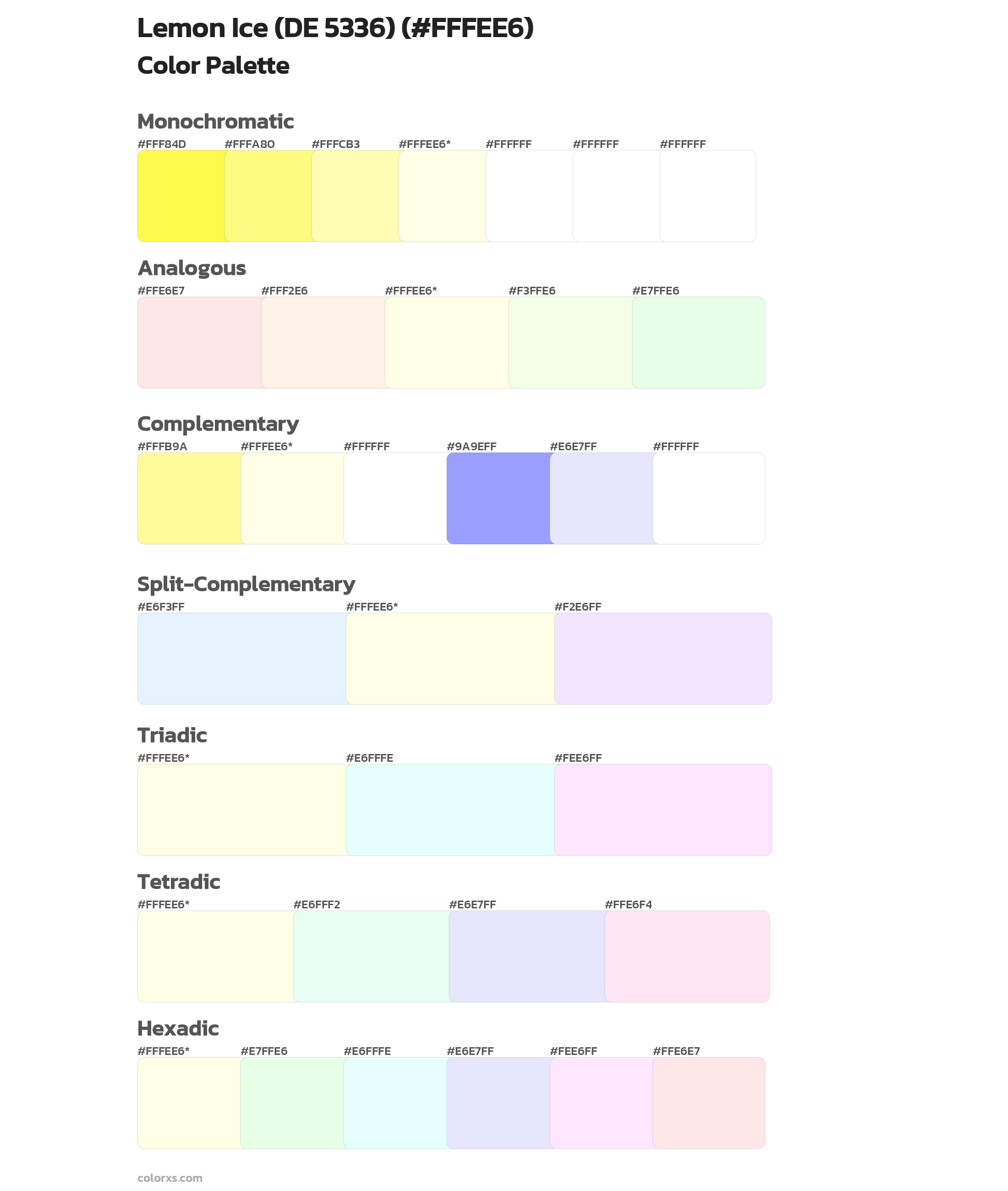 Lemon Ice (DE 5336) Color Scheme Palettes