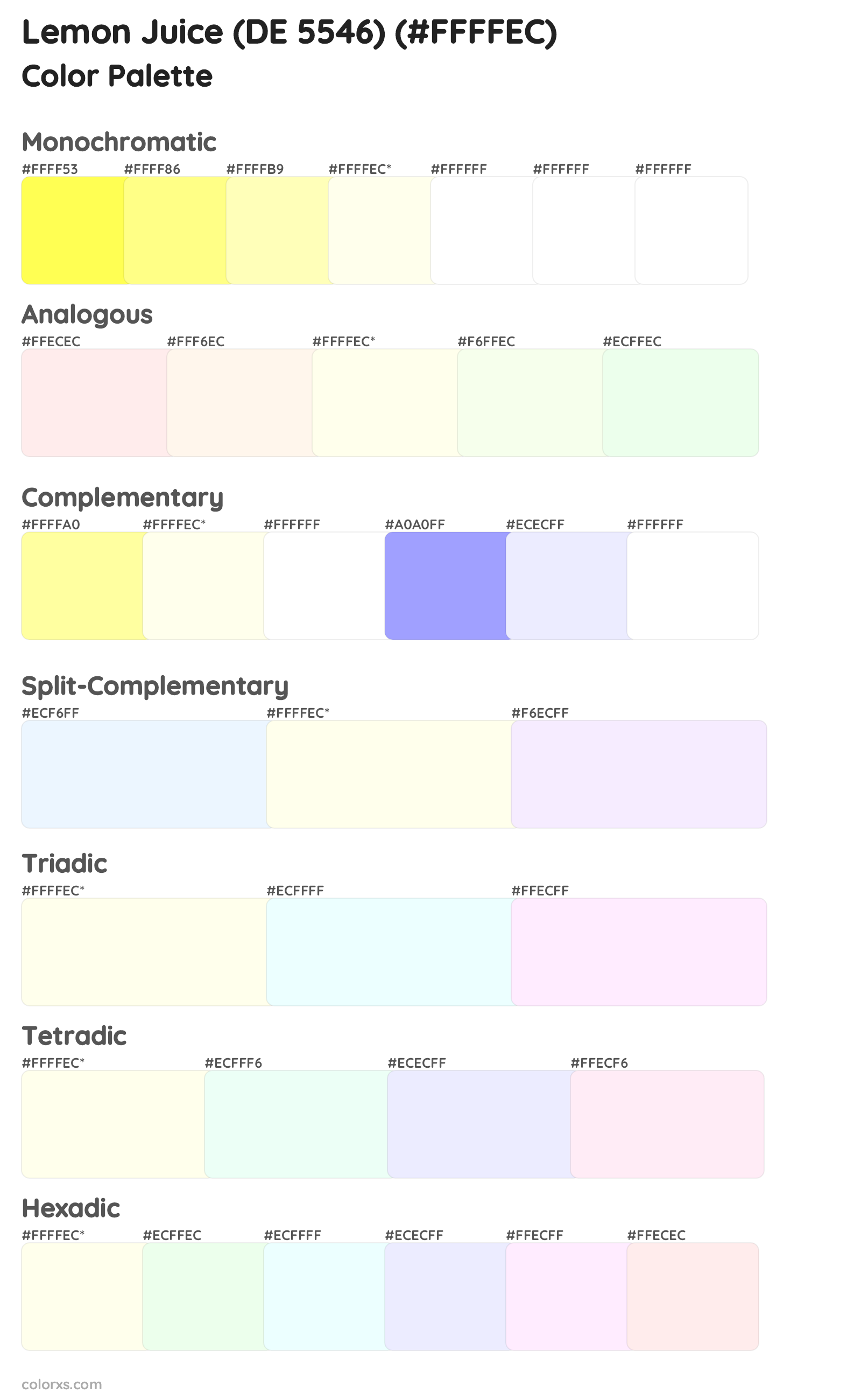 Lemon Juice (DE 5546) Color Scheme Palettes