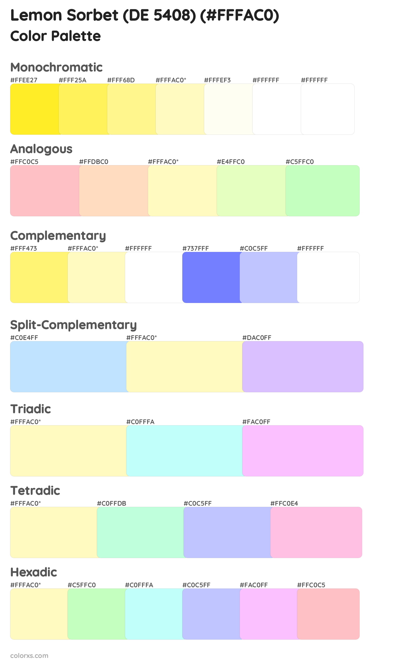 Lemon Sorbet (DE 5408) Color Scheme Palettes